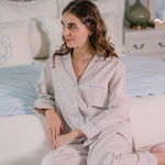 GINGHAM COTTON PAJAMAS W/ RIC RAC TRIM - Lenora