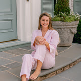 GINGHAM COTTON PAJAMAS W/ RIC RAC TRIM - Lenora