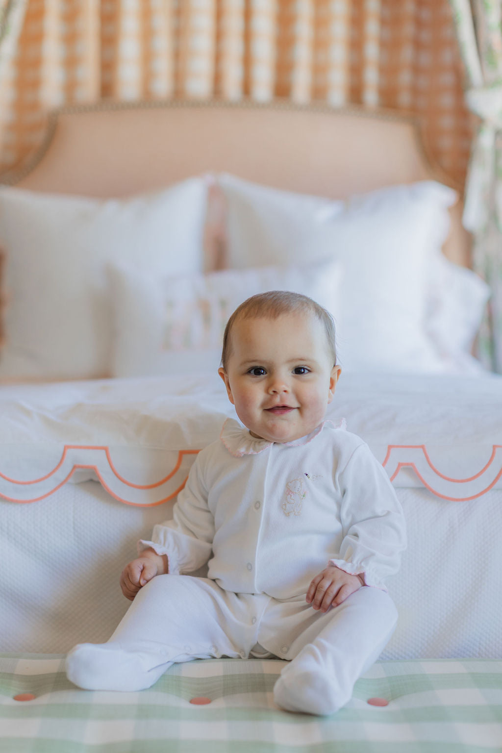 BABY TEDDY BEAR COTTON KNIT FOOTIE - Lenora