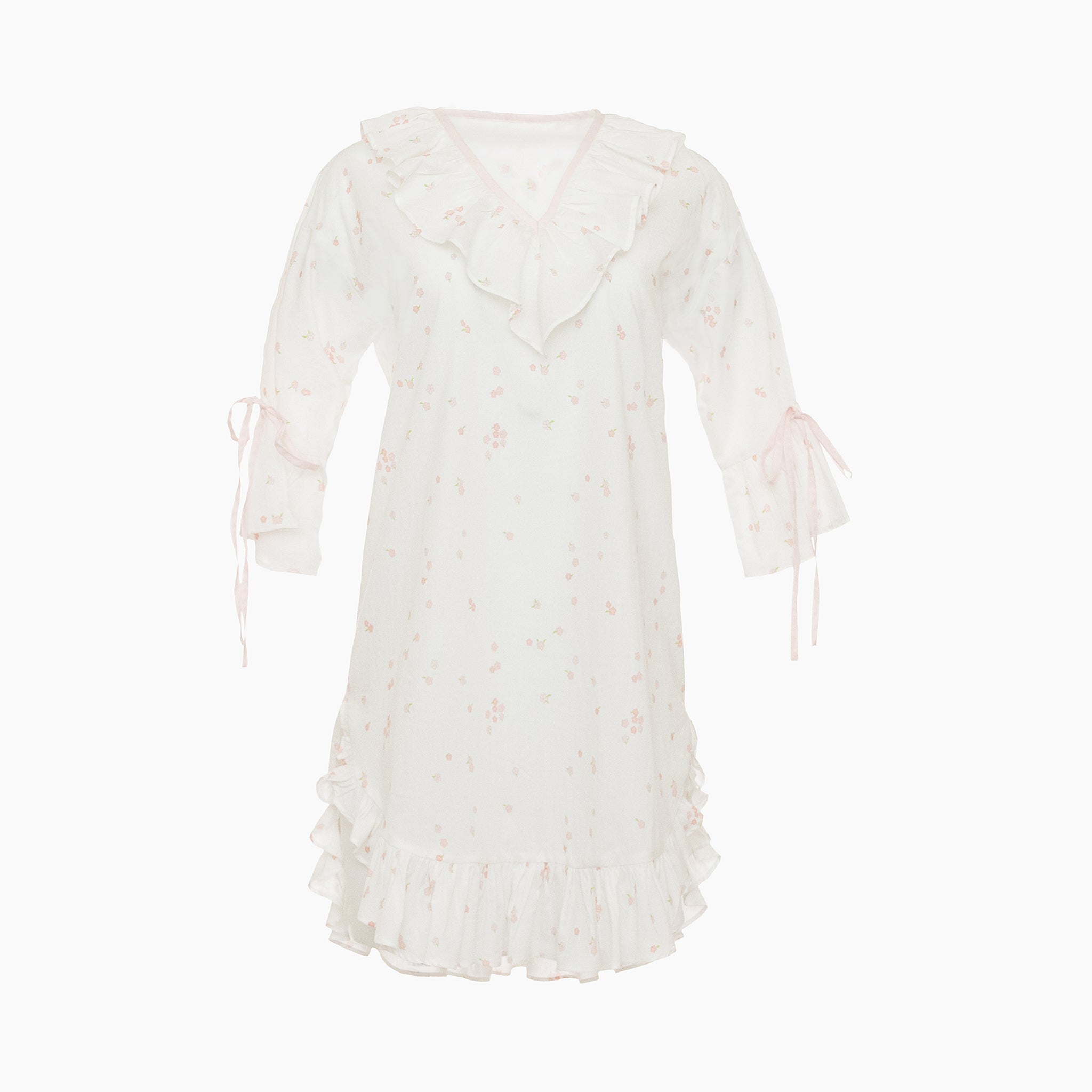 Cotton poet nightshirt in pink floral by Lenora