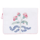 Embroidered carnation lingerie envelope with pink trim by Lenora