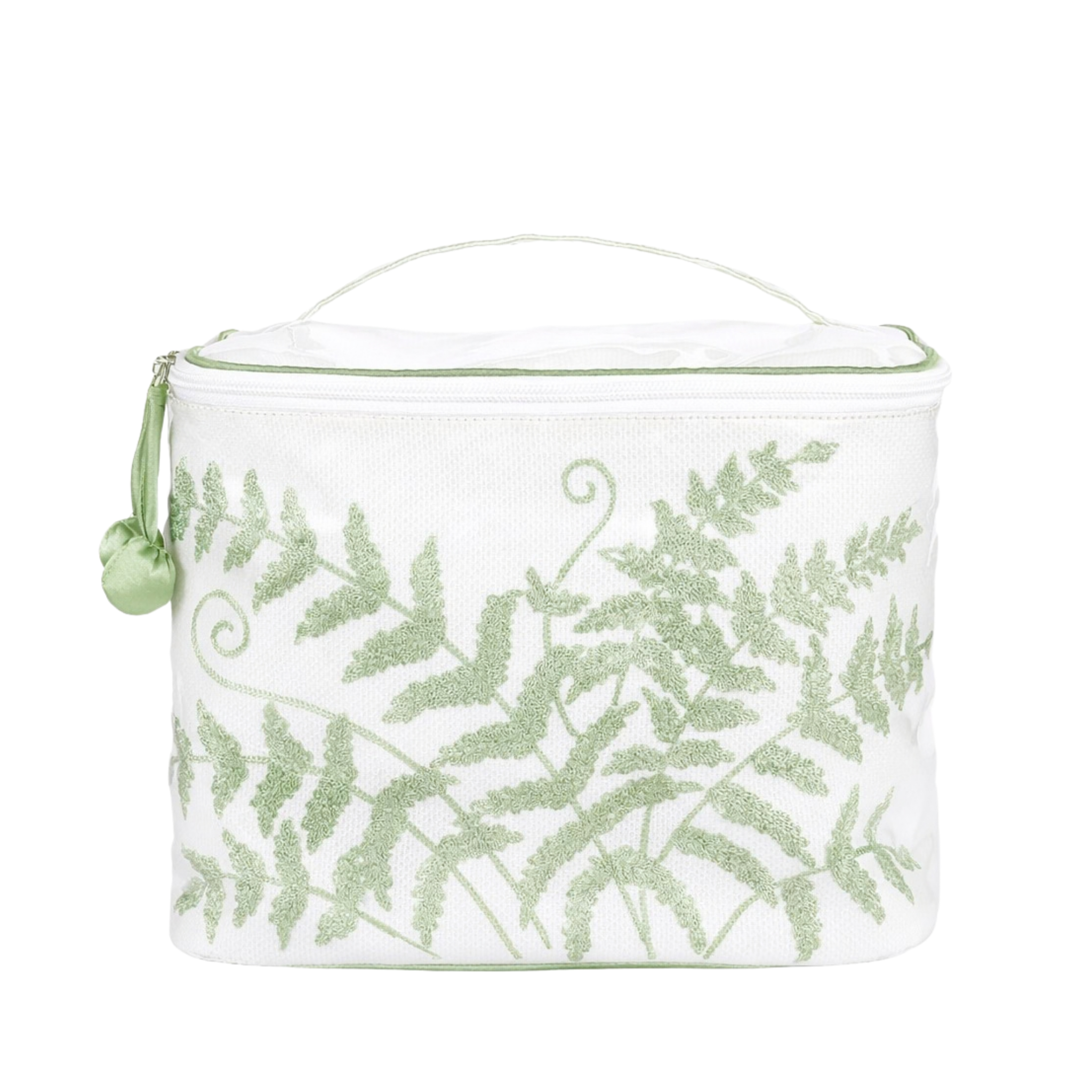 Embroidered fern train case in green by Lenora