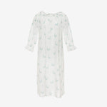 Lucy ruffle cotton long nightgown in blue floral by Lenora