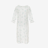 Lucy ruffle cotton long nightgown in blue floral by Lenora