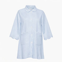 Quilted button front robe in blue by Lenora