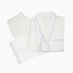 Vandy cotton scalloped blue tape trim pajamas by Lenora
