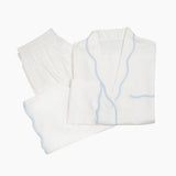 Vandy cotton scalloped blue tape trim pajamas by Lenora