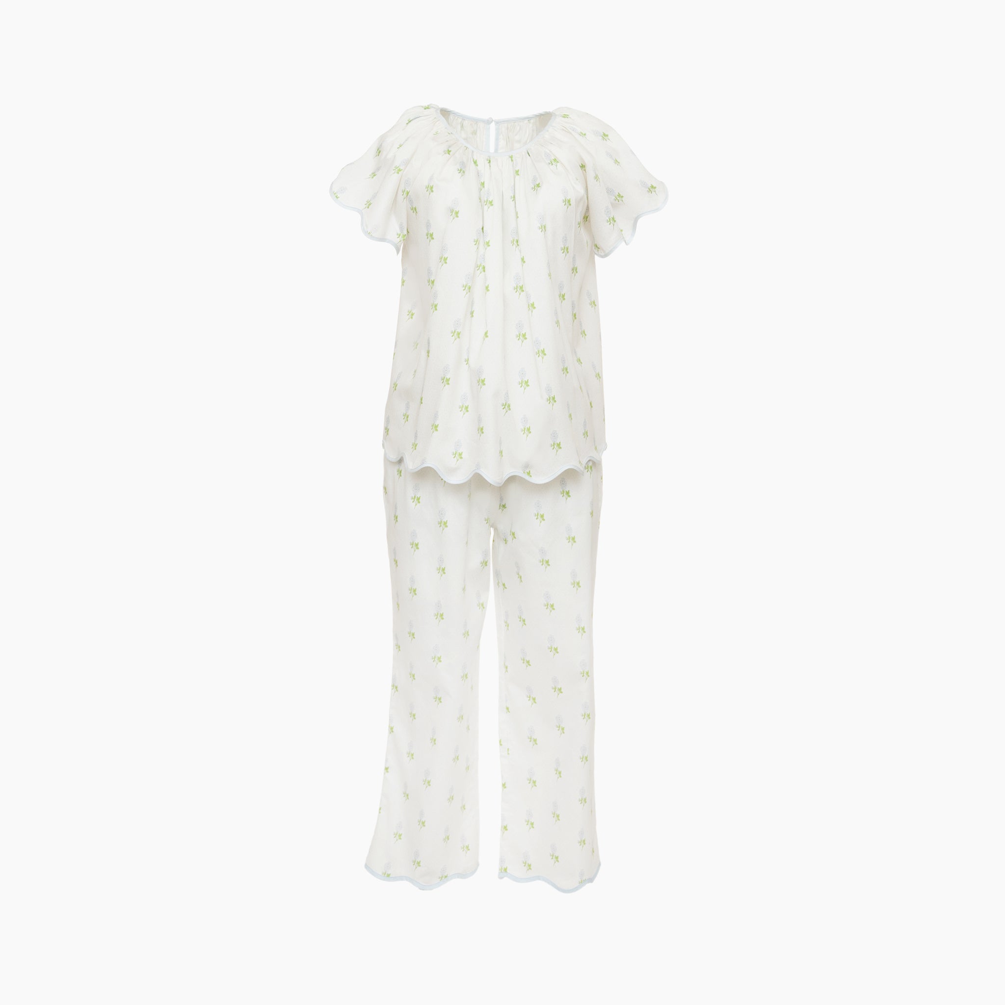 Vandy cotton short sleeve pajamas in blue pansy floral by Lenora