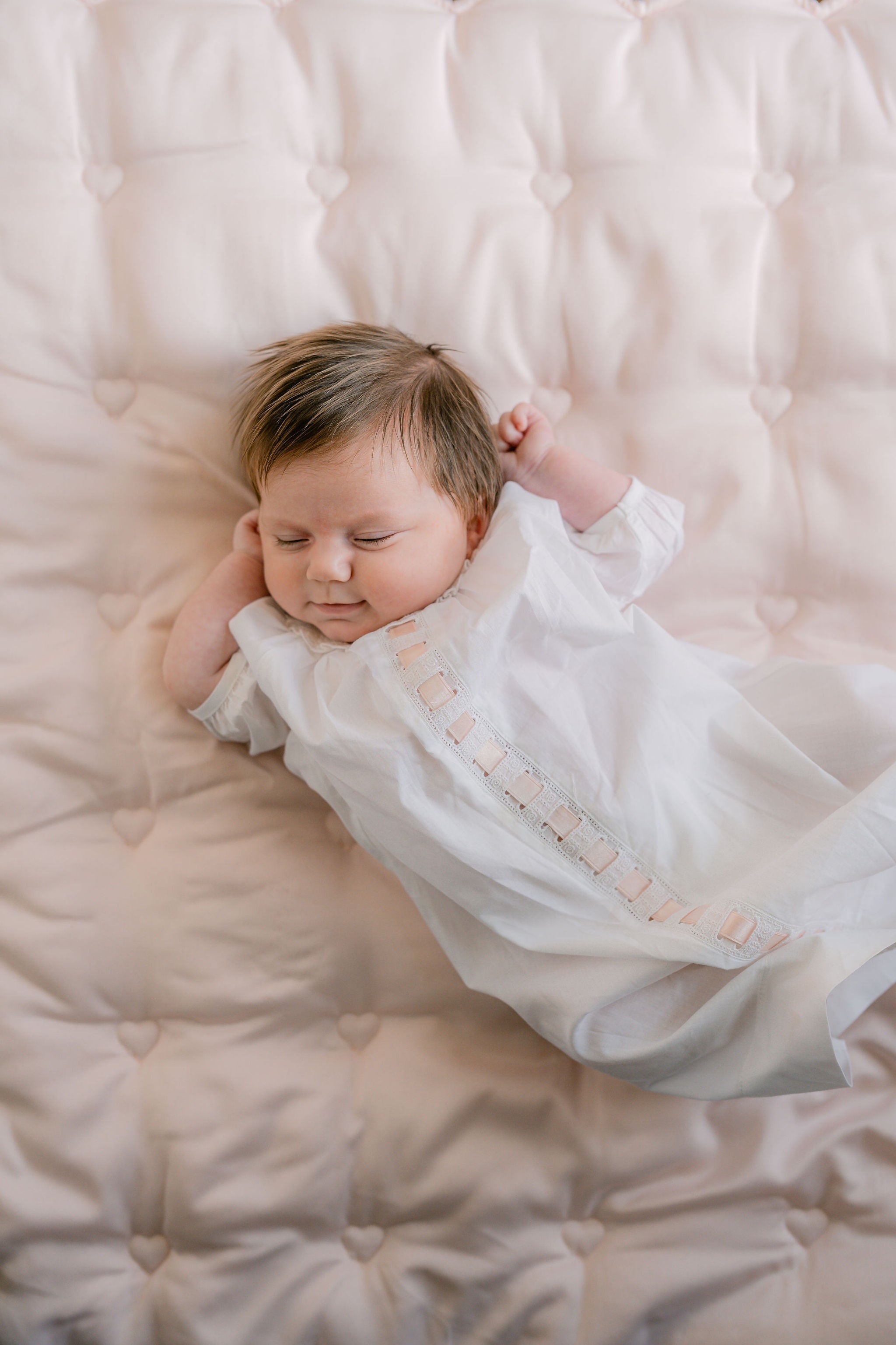 HEARTS & STARS QUILTED SATIN BABY BLANKET - Lenora