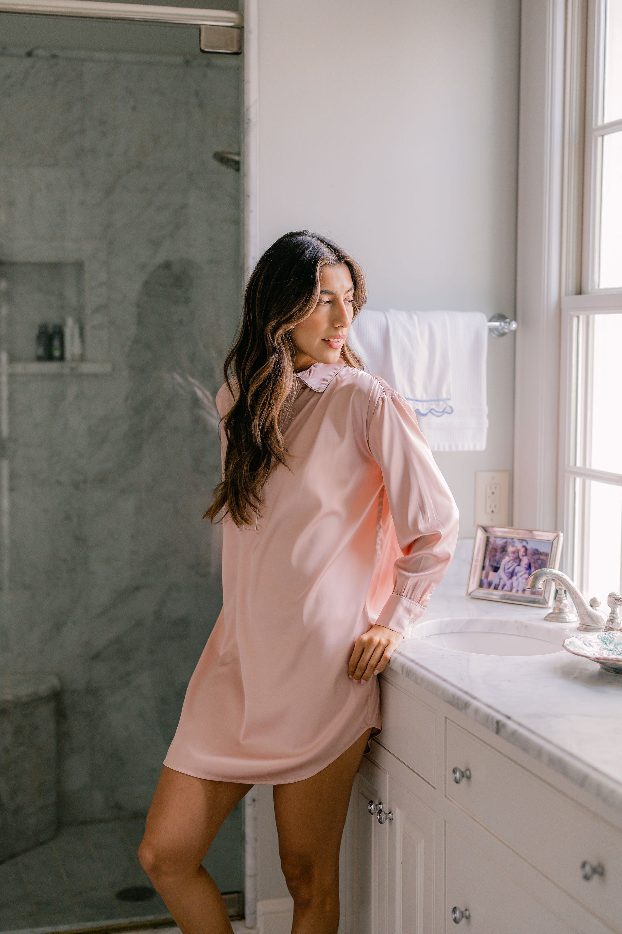 POP OVER CHLOE SATIN NIGHTSHIRT - Lenora