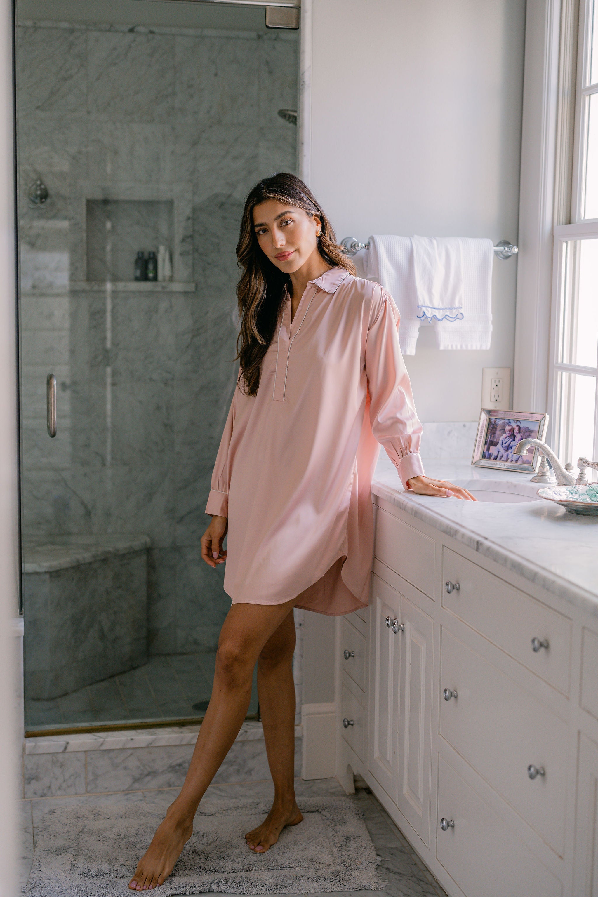 POP OVER CHLOE SATIN NIGHTSHIRT - Lenora