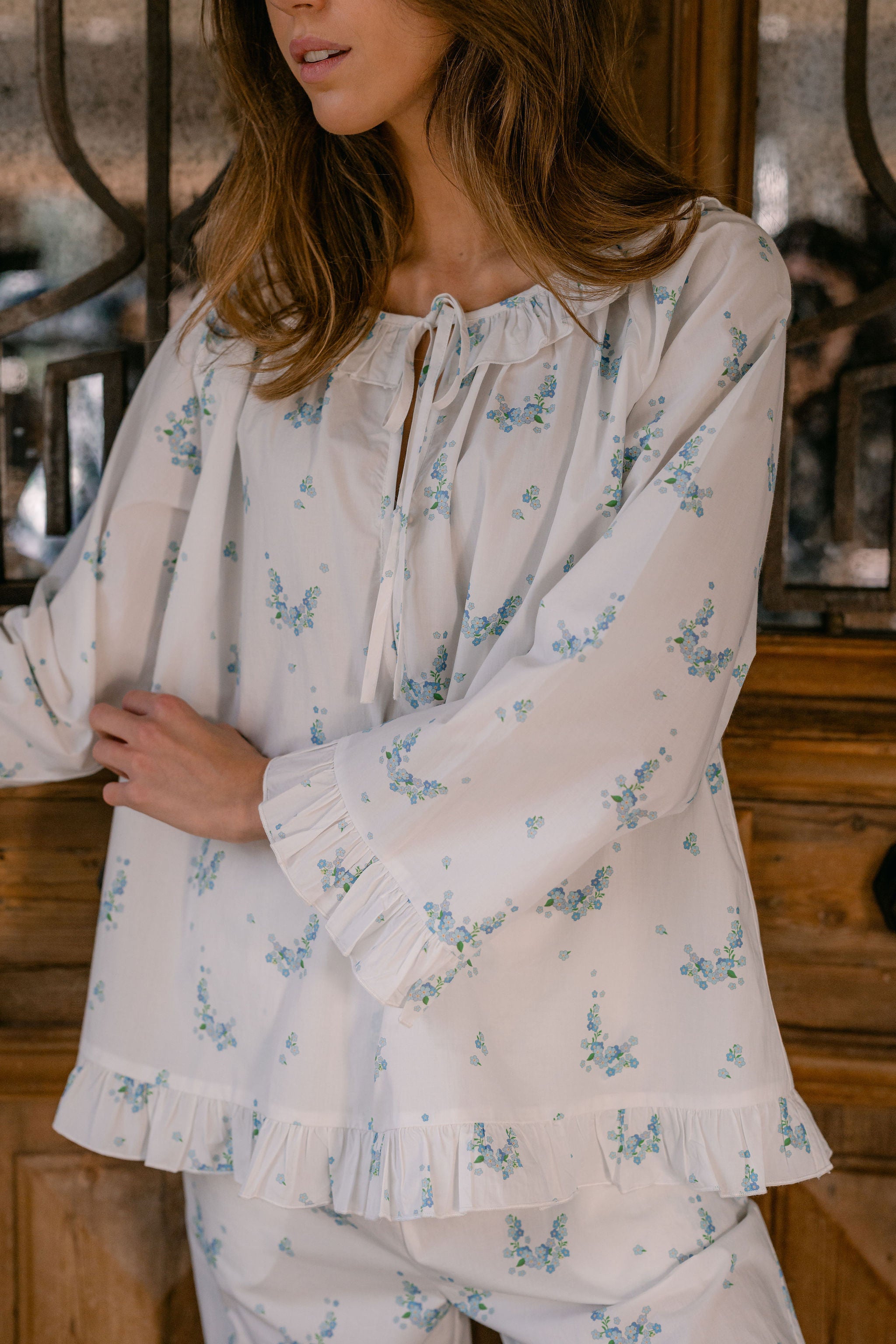 LUCY RUFFLE LONG PAJAMAS - Lenora