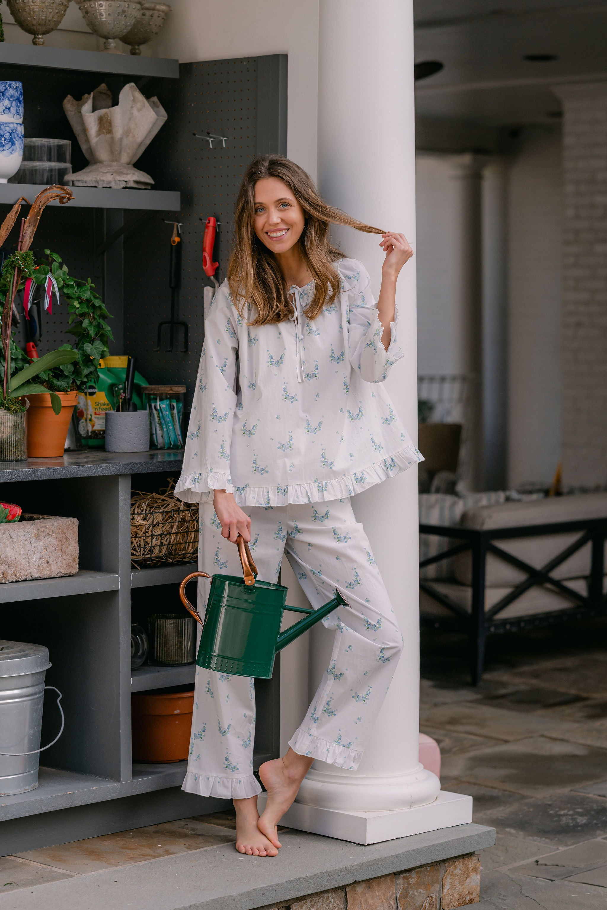 LUCY RUFFLE LONG PAJAMAS - Lenora