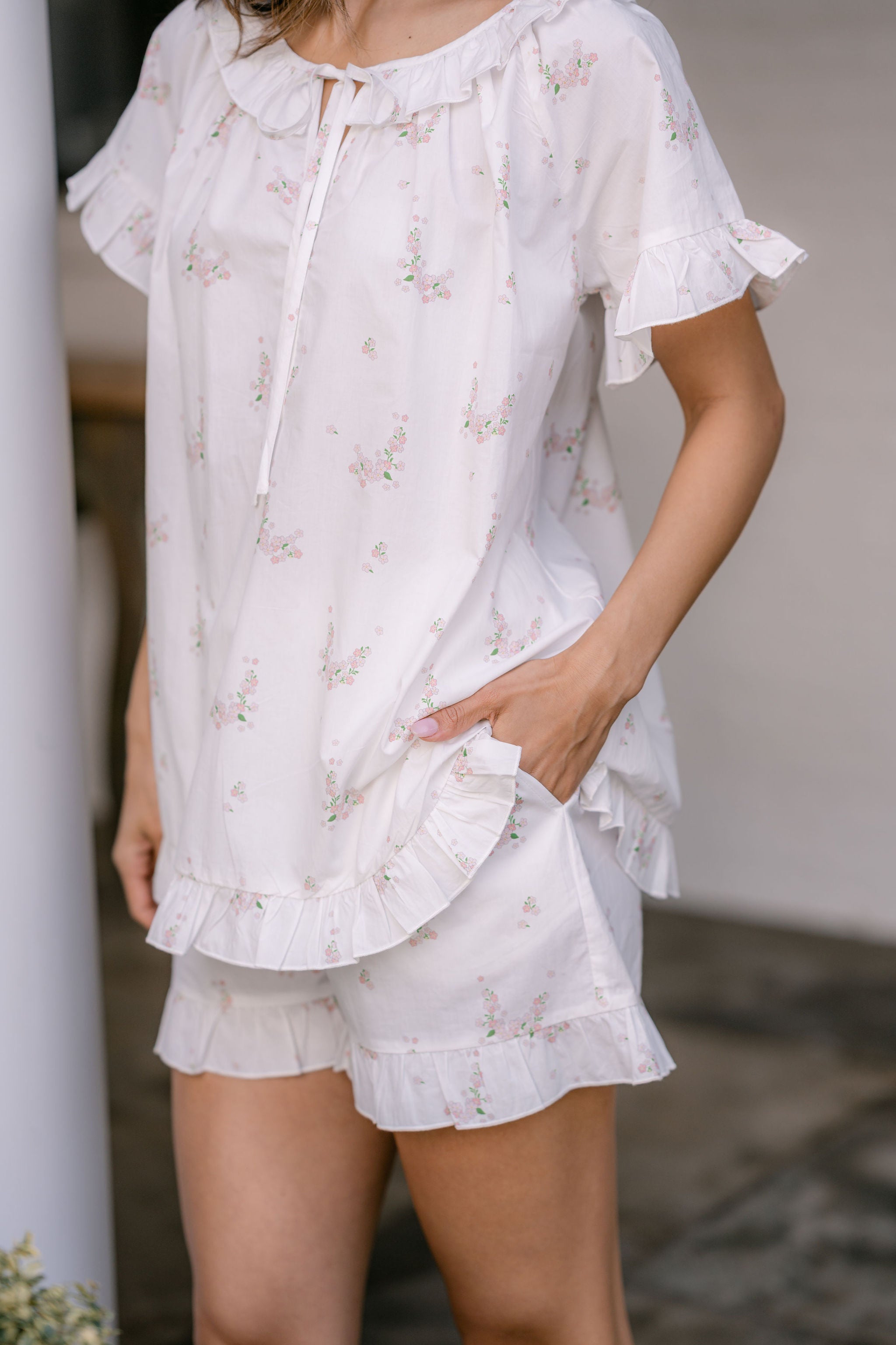 LUCY RUFFLE SHORT PAJAMAS - Lenora