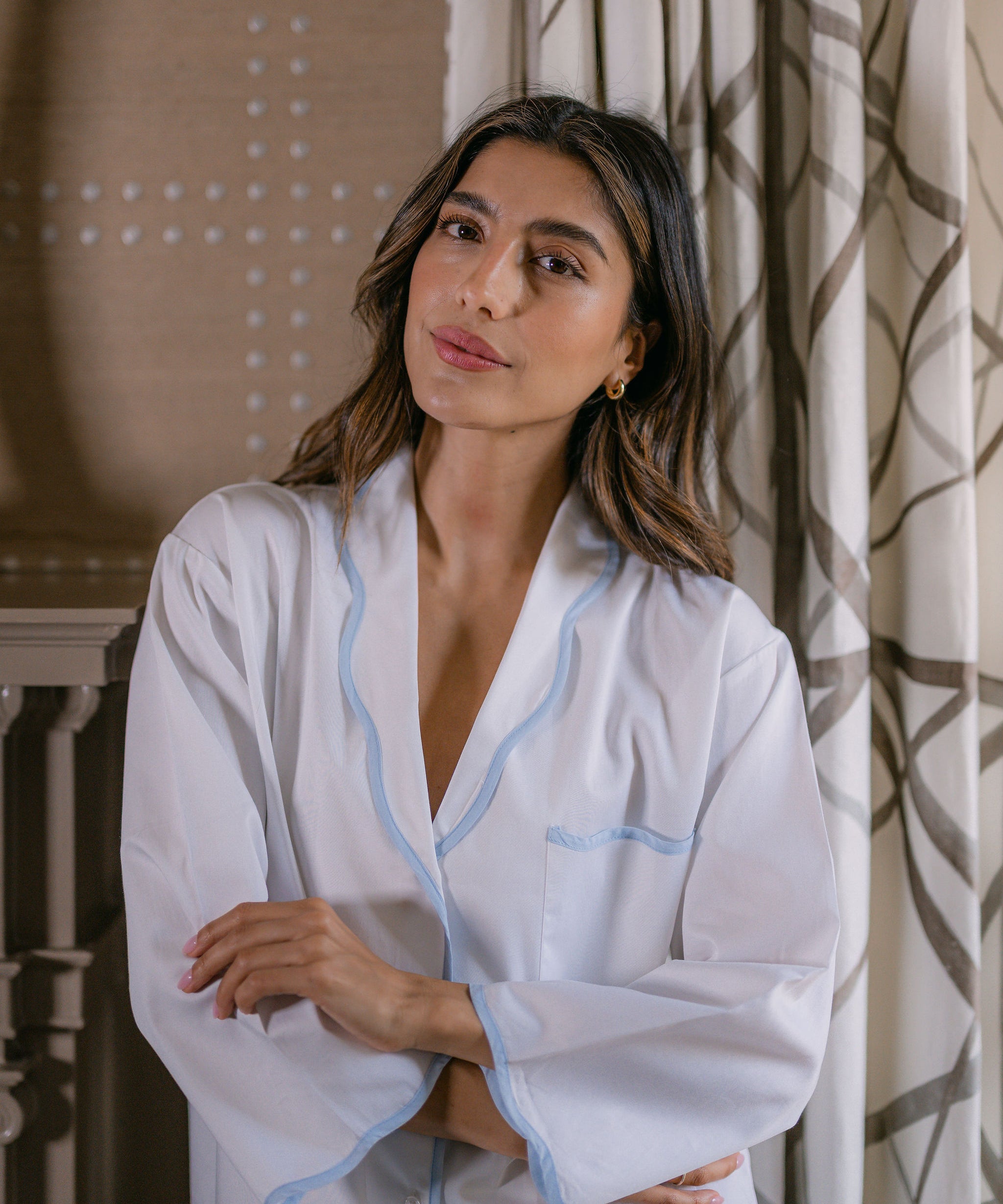 VANDY SCALLOPED TAPE TRIM NIGHTSHIRT - Lenora