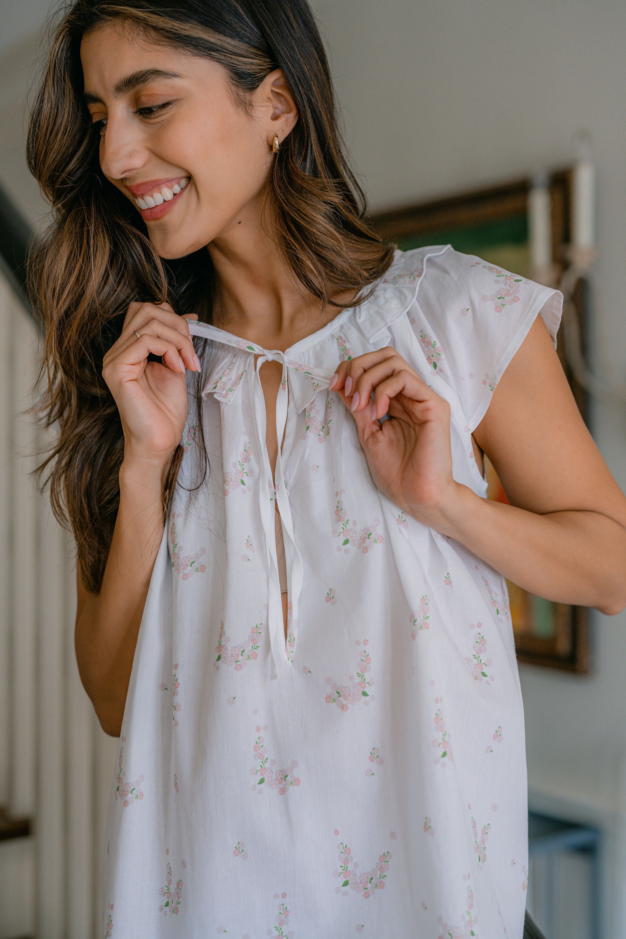 LUCY RUFFLE SHORT NIGHTGOWN - Lenora