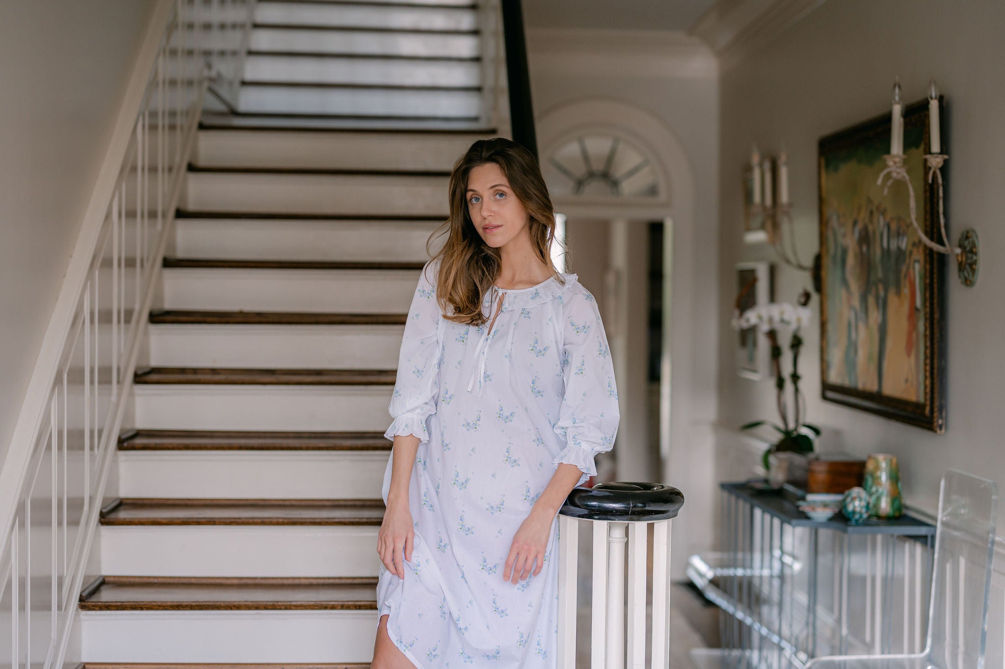 LUCY RUFFLE LONG SLEEVE NIGHTGOWN - Lenora