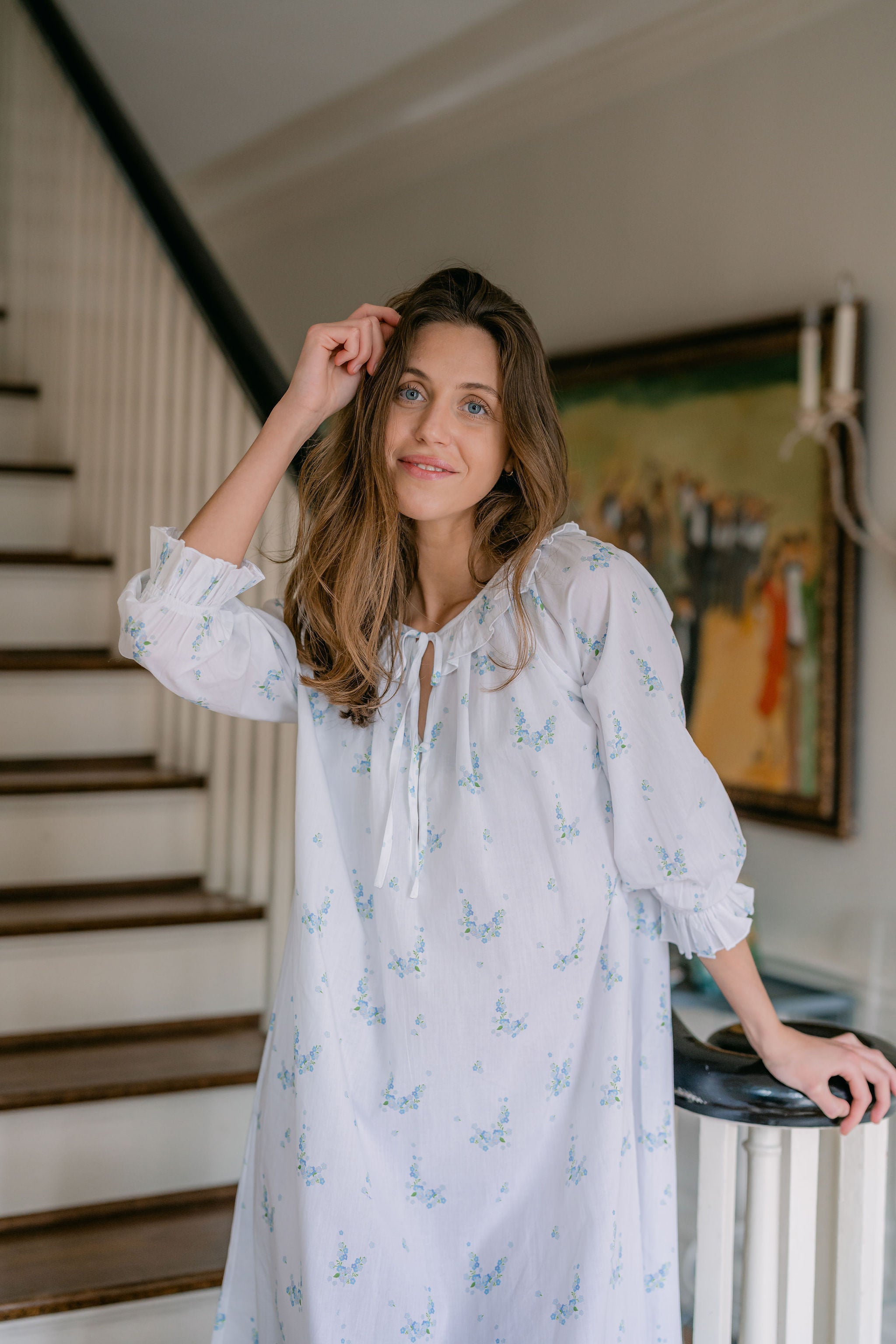 LUCY RUFFLE LONG SLEEVE NIGHTGOWN - Lenora
