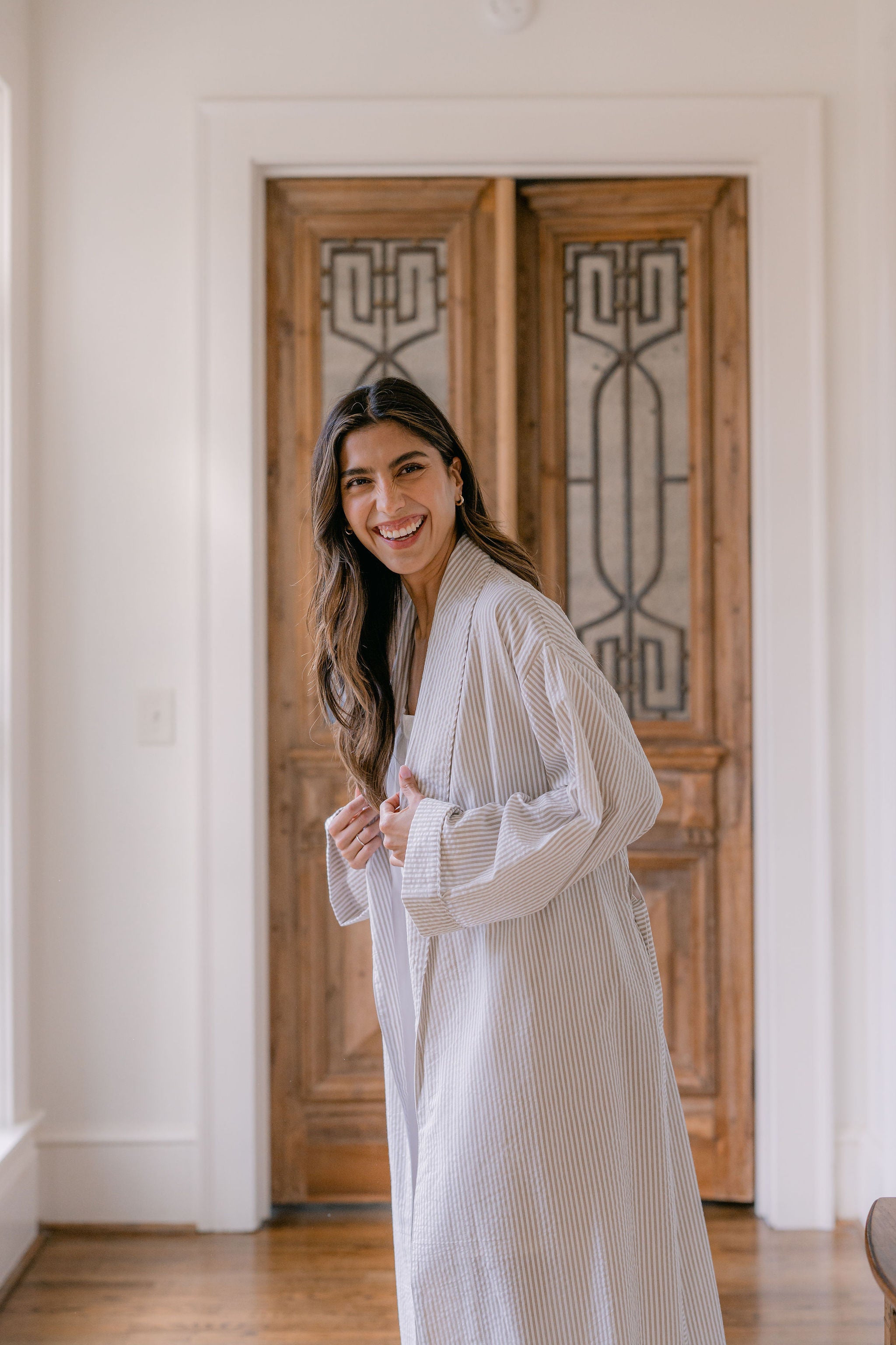 SEERSUCKER UNISEX ROBE - Lenora