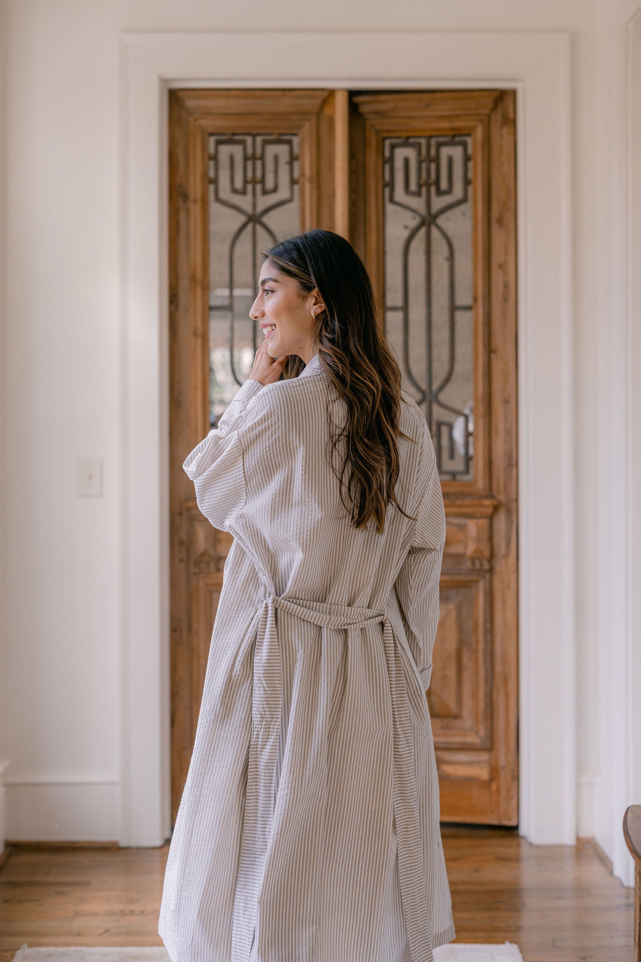 SEERSUCKER UNISEX ROBE - Lenora