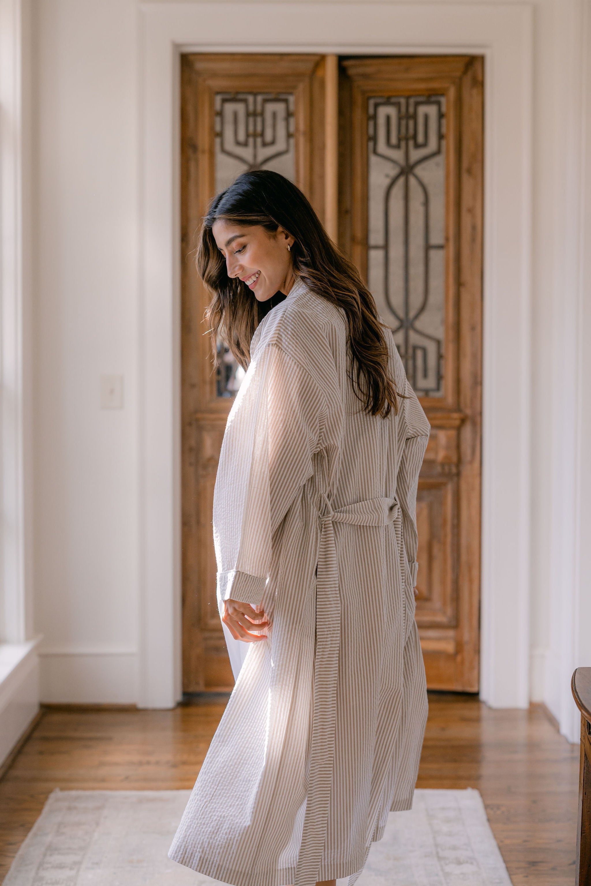 SEERSUCKER UNISEX ROBE - Lenora