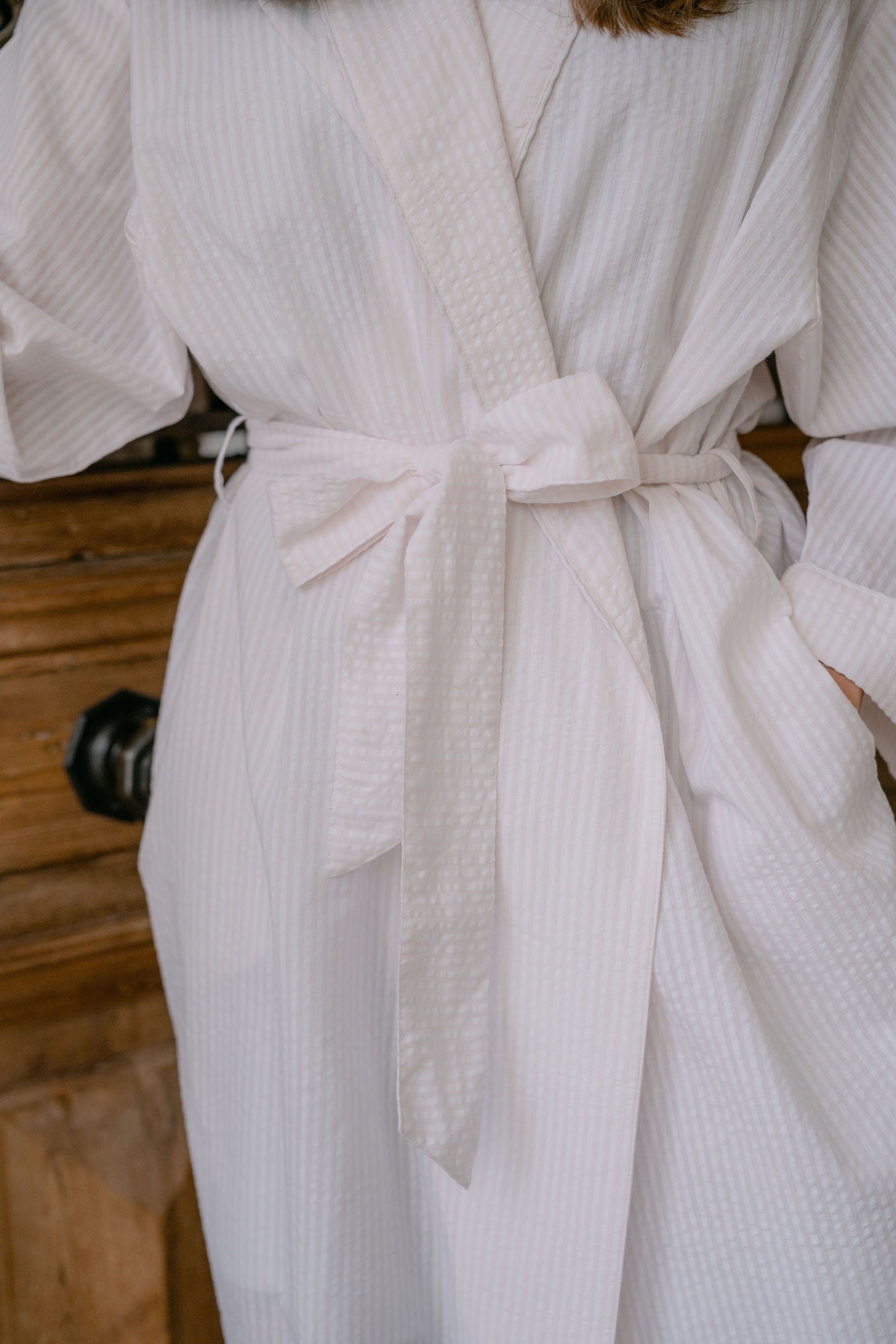SEERSUCKER UNISEX ROBE - Lenora