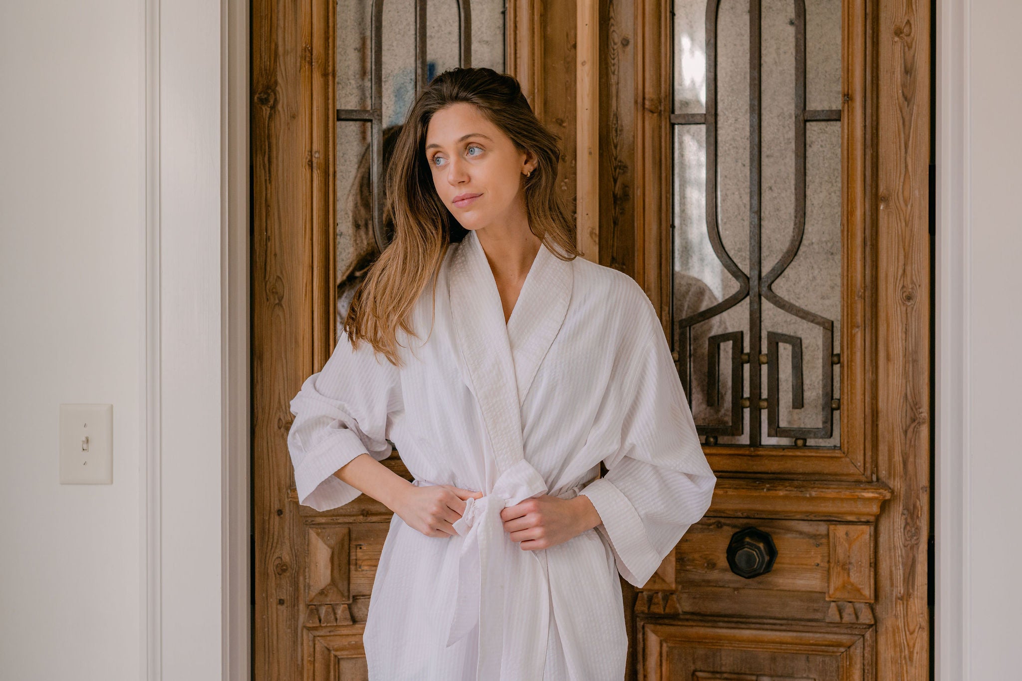 SEERSUCKER UNISEX ROBE - Lenora
