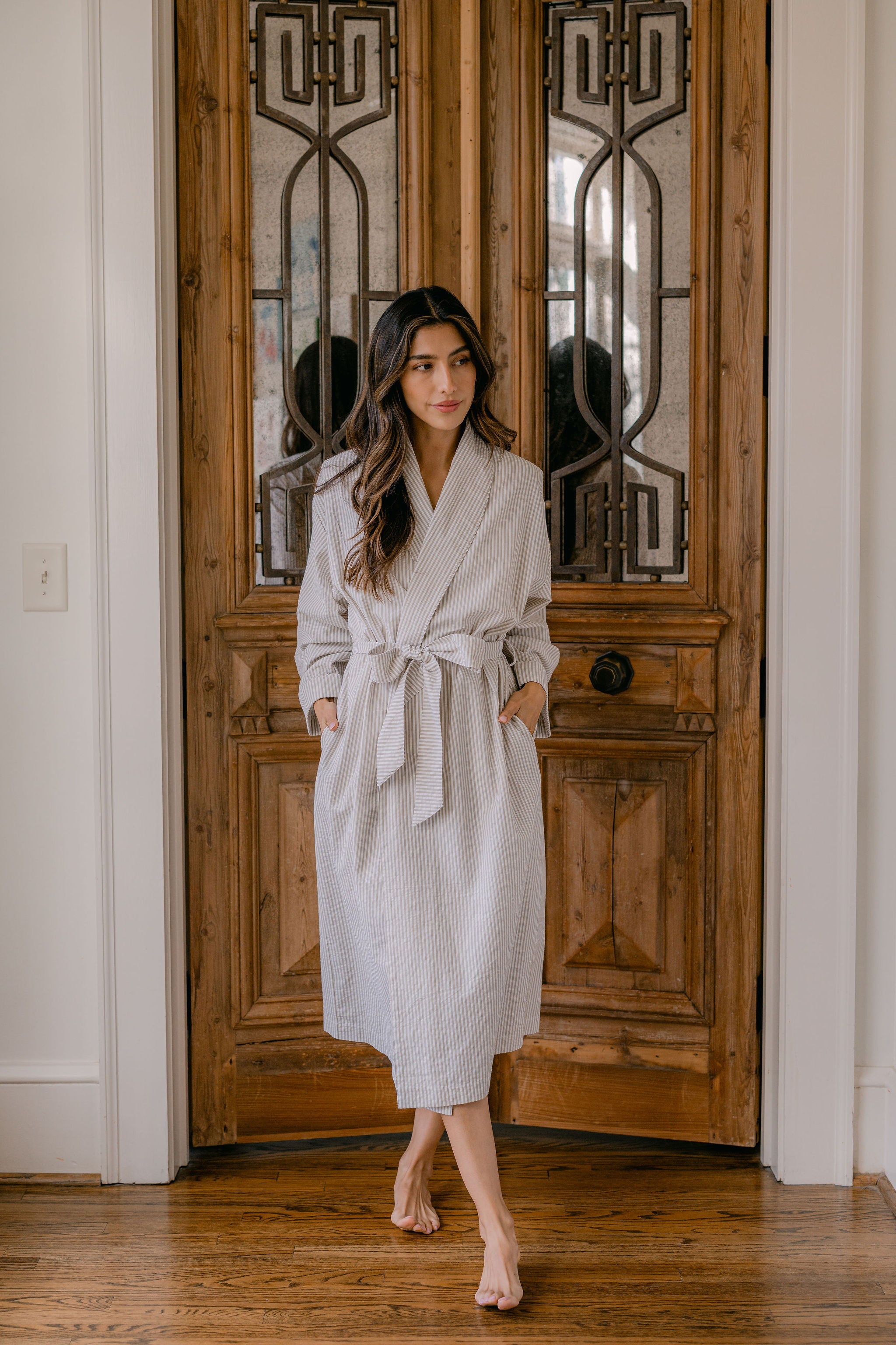 SEERSUCKER UNISEX ROBE - Lenora
