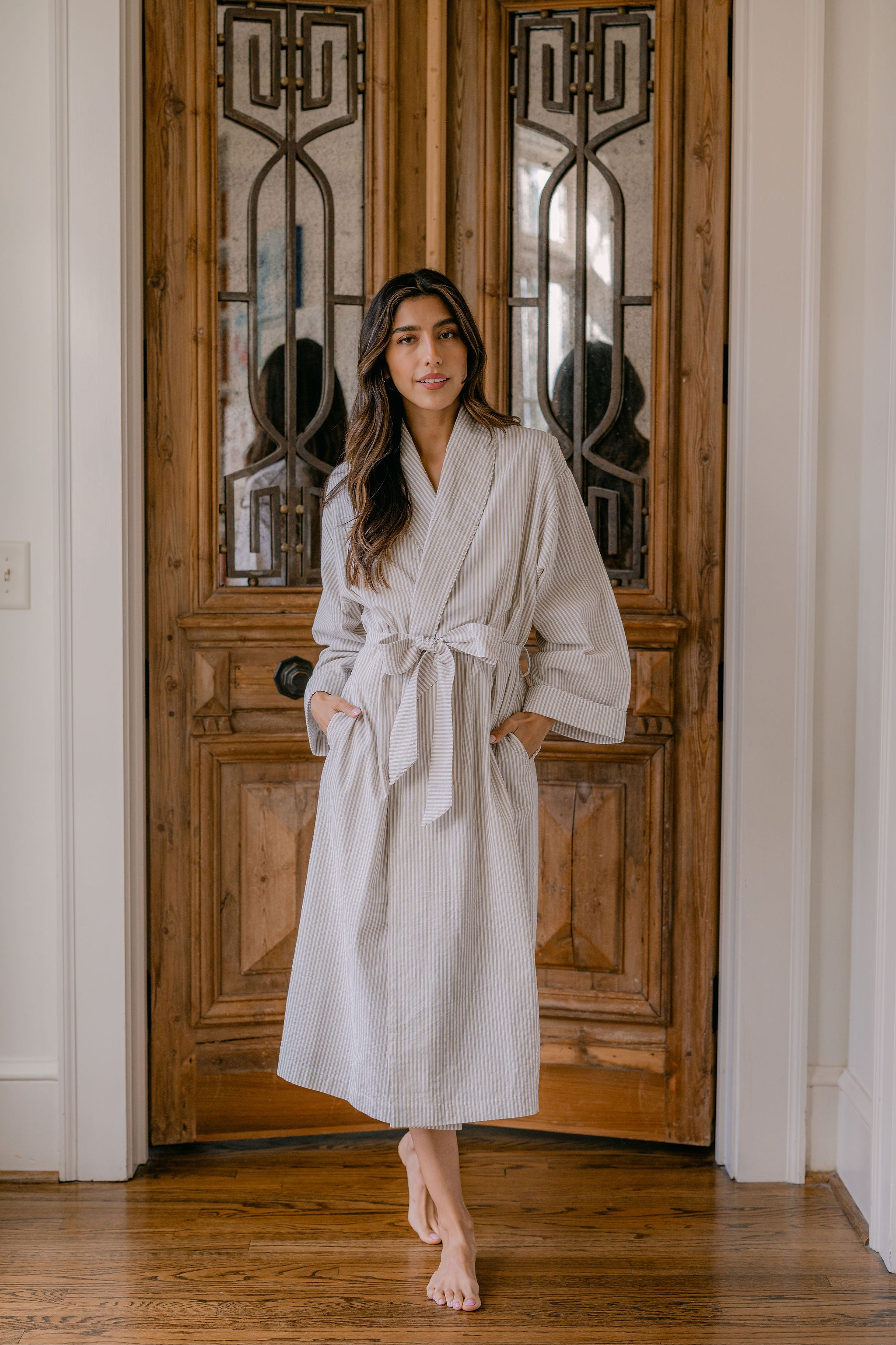 SEERSUCKER UNISEX ROBE - Lenora