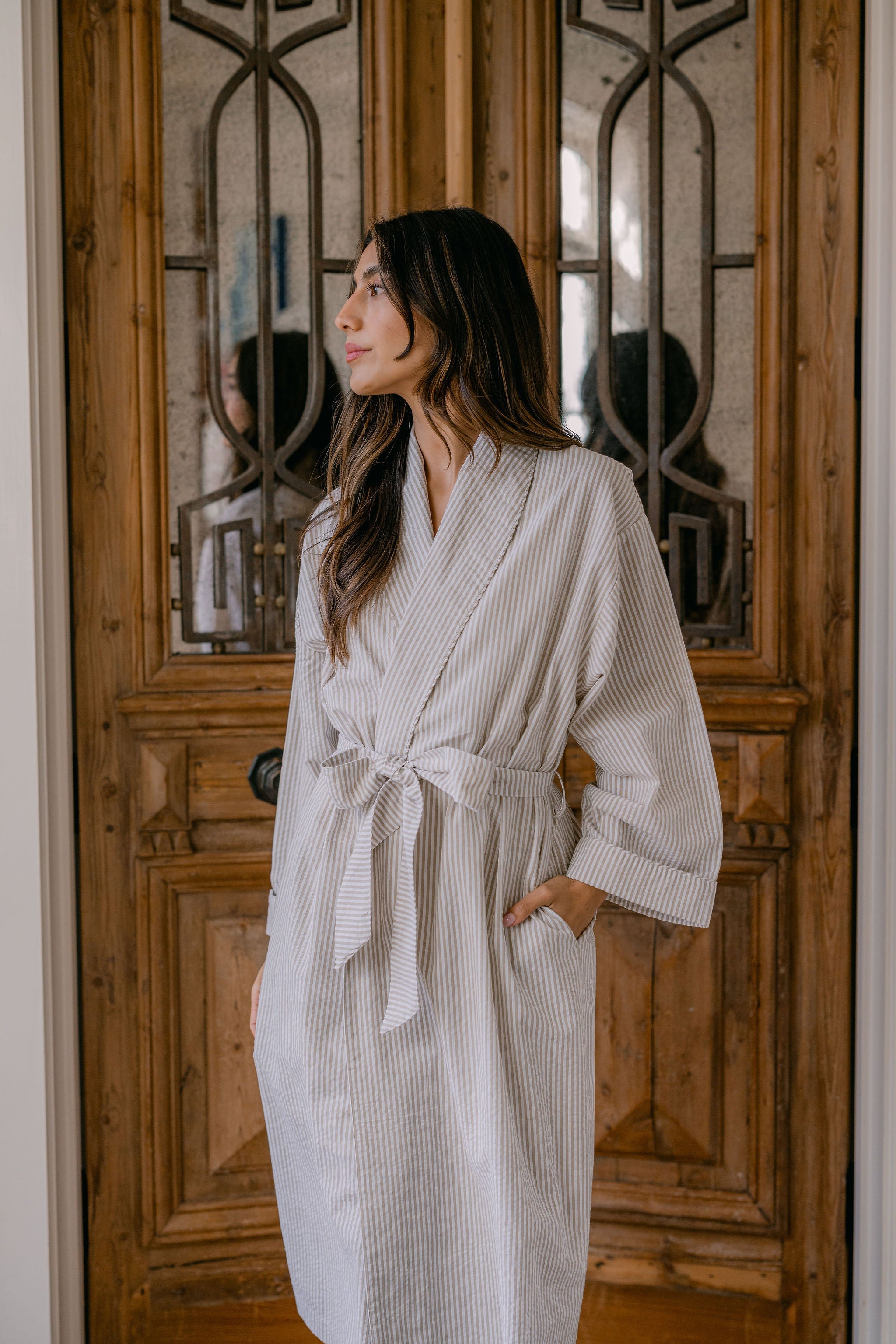 SEERSUCKER UNISEX ROBE - Lenora