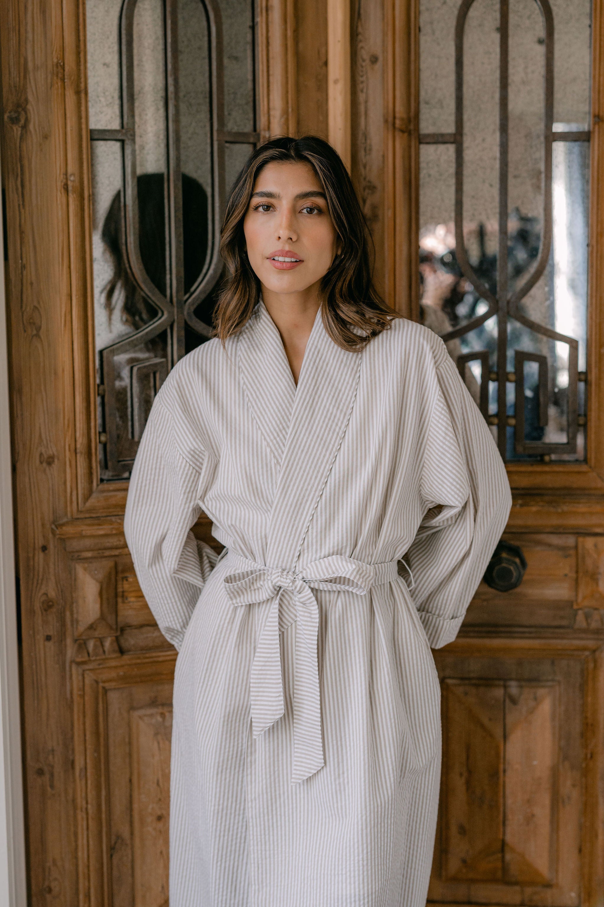 SEERSUCKER UNISEX ROBE - Lenora