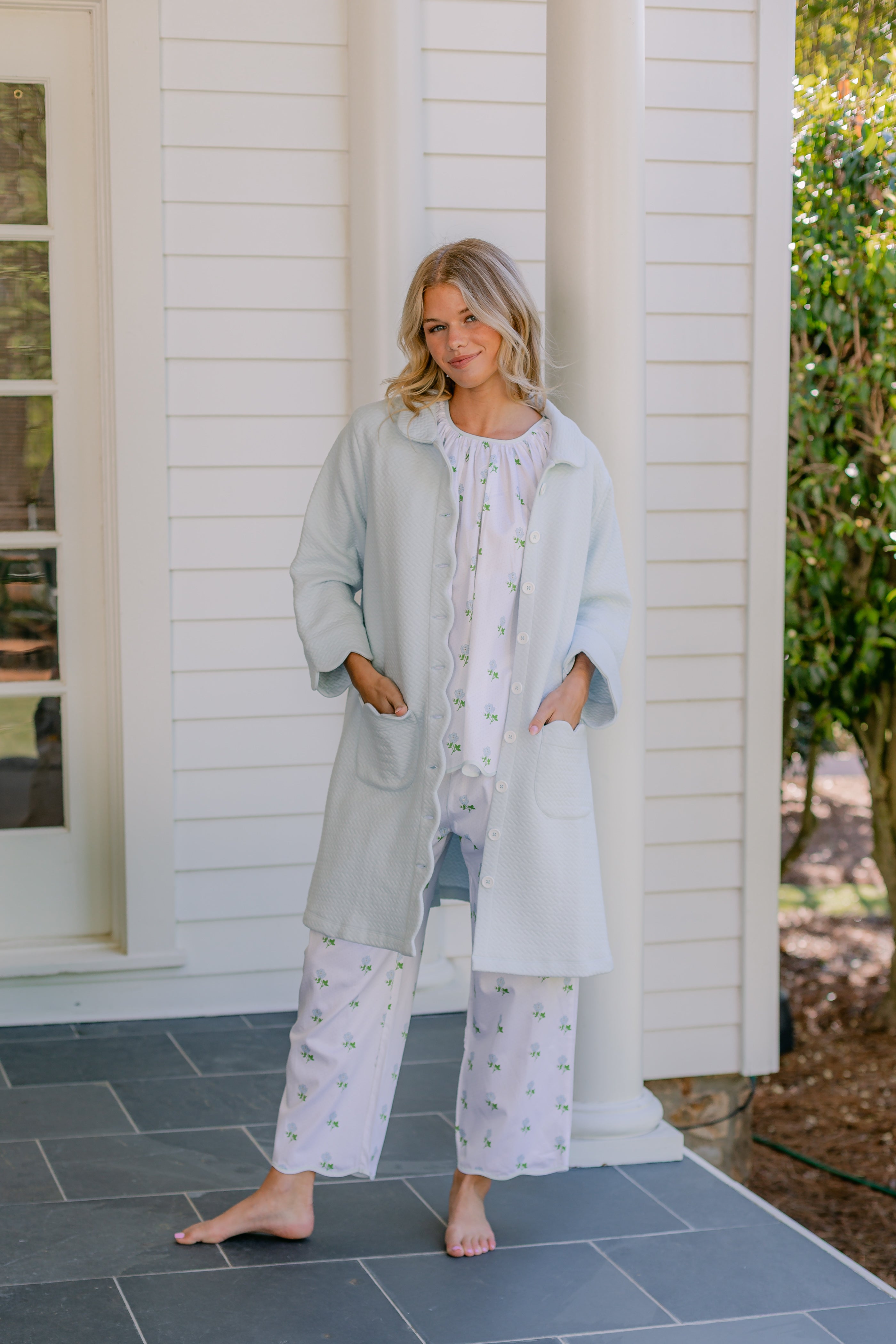QUILTED BUTTON FRONT ROBE - Lenora