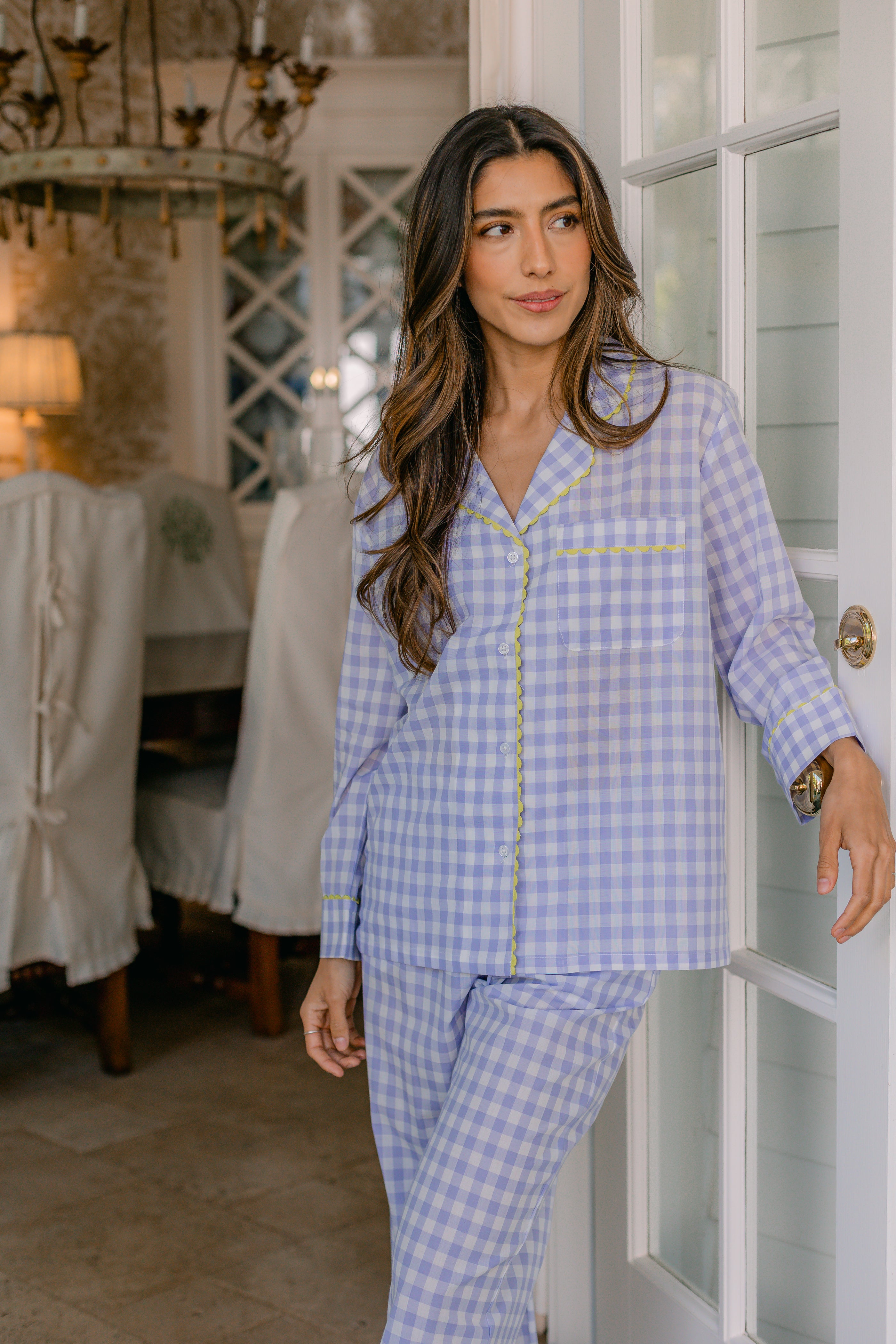 CLASSIC GINGHAM CHECK PAJAMAS W/ RIC RAK TRIM - Lenora
