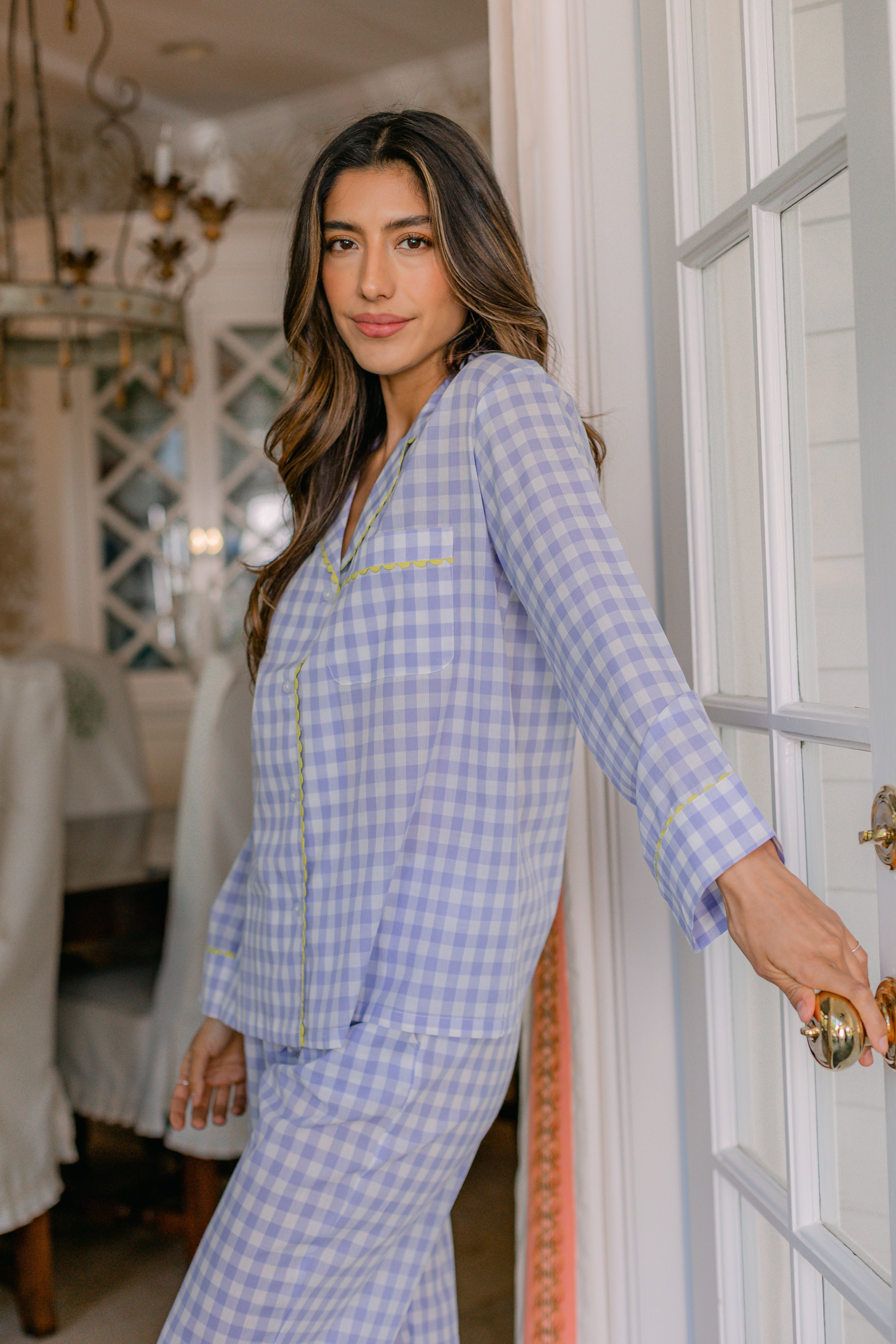 CLASSIC GINGHAM CHECK PAJAMAS W/ RIC RAK TRIM - Lenora