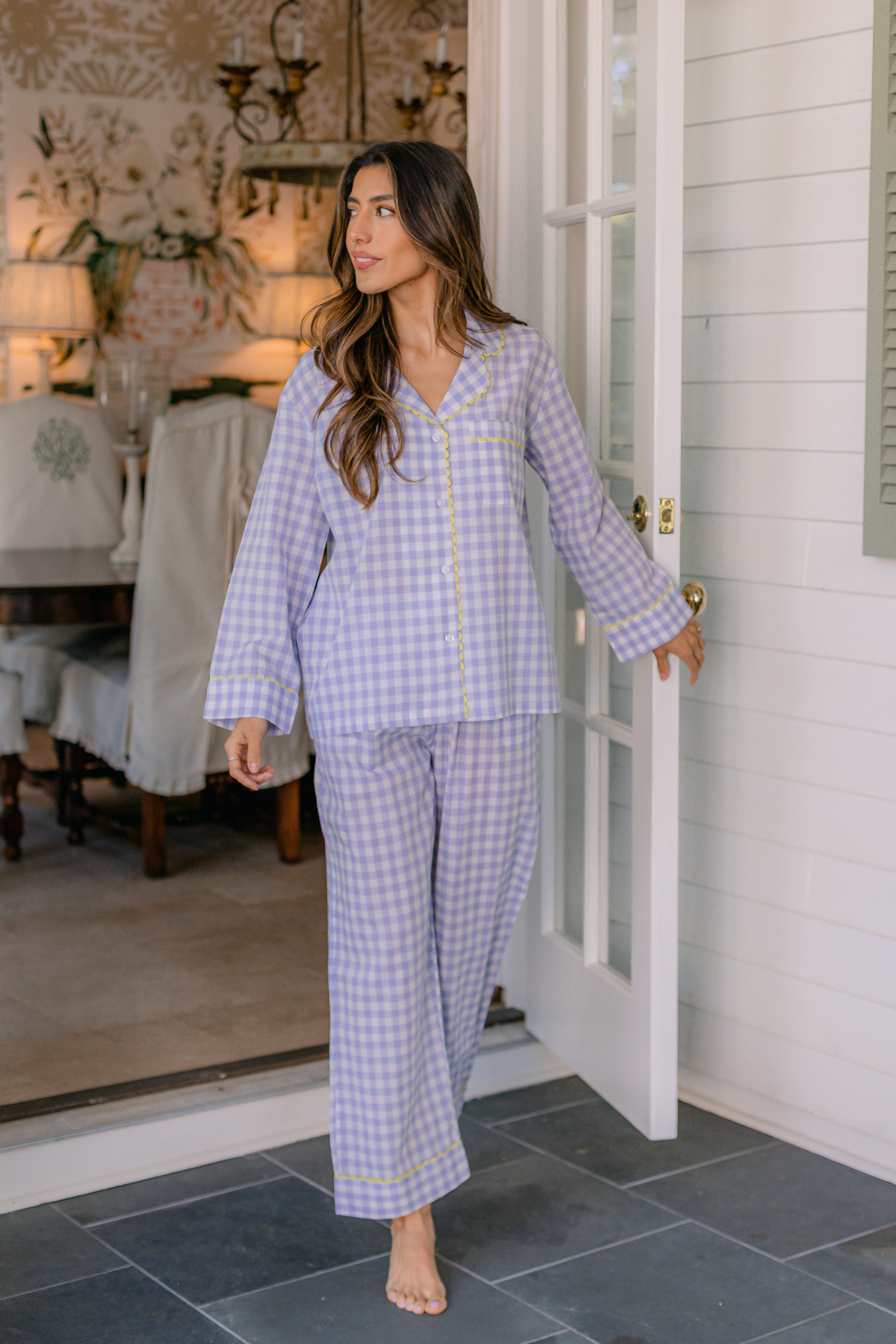 CLASSIC GINGHAM CHECK PAJAMAS W/ RIC RAK TRIM - Lenora
