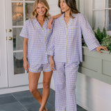 CLASSIC GINGHAM CHECK SHORT PAJAMAS W/ RIC RAK TRIM - Lenora