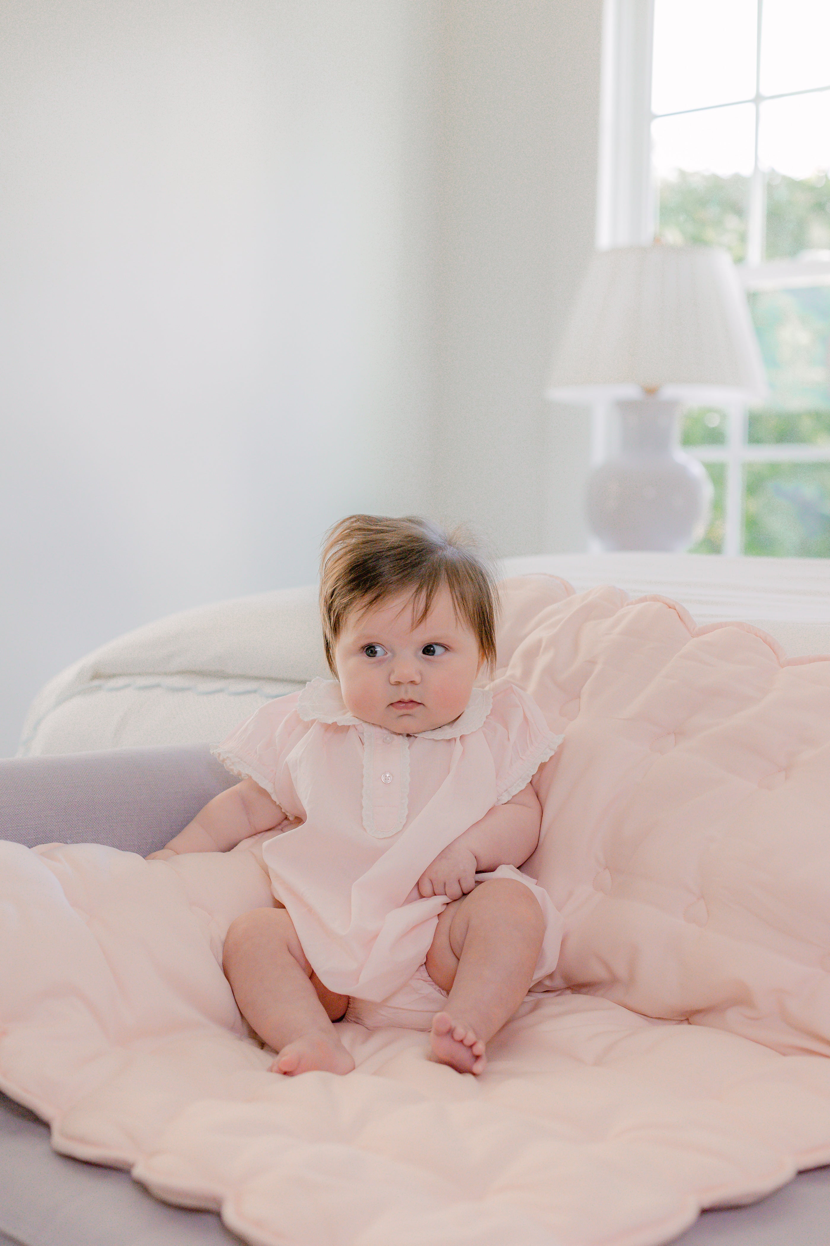 HEARTS & STARS QUILTED SATIN BABY BLANKET - Lenora