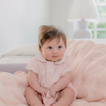 HEARTS & STARS QUILTED SATIN BABY BLANKET - Lenora