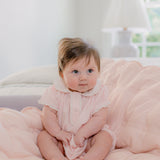 HEARTS & STARS QUILTED SATIN BABY BLANKET - Lenora