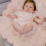 HEARTS & STARS QUILTED SATIN BABY BLANKET - Lenora