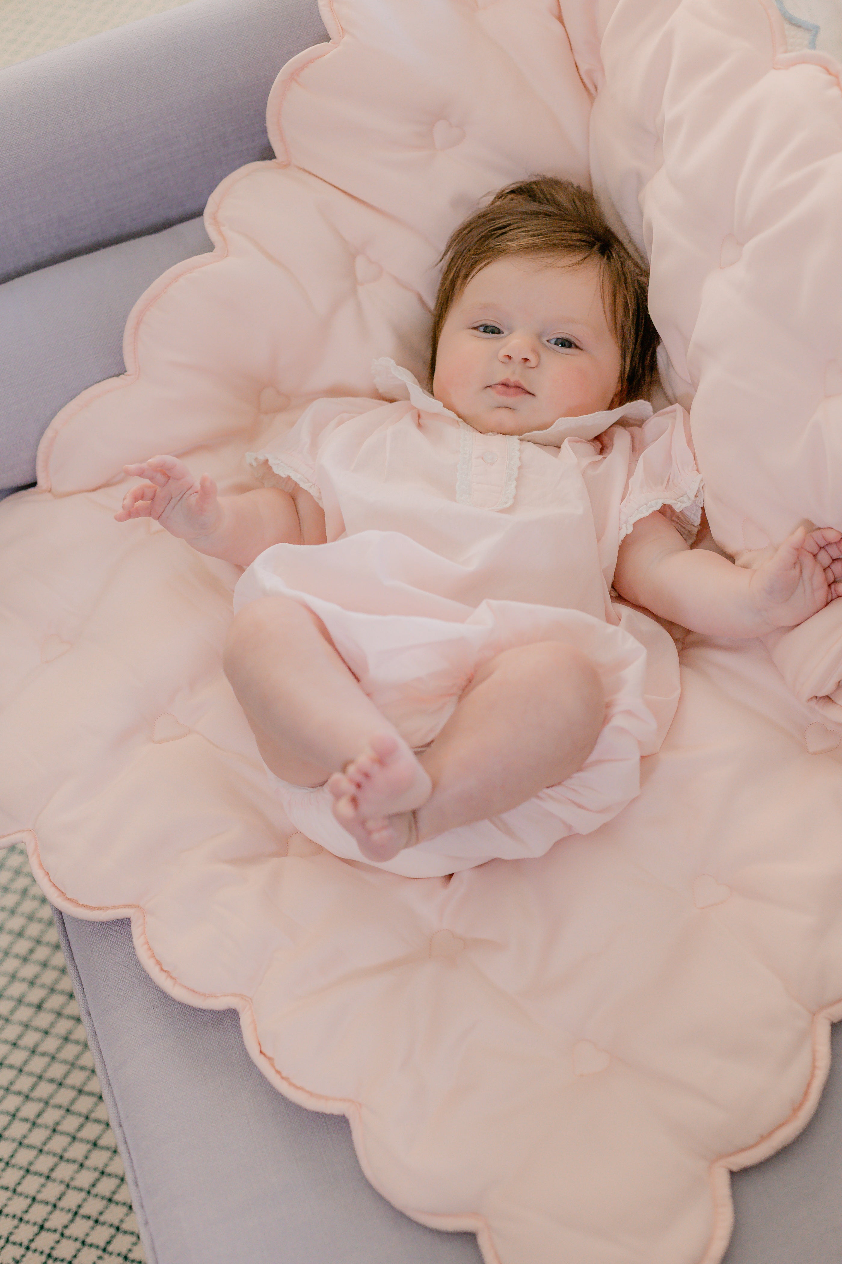 HEARTS & STARS QUILTED SATIN BABY BLANKET - Lenora