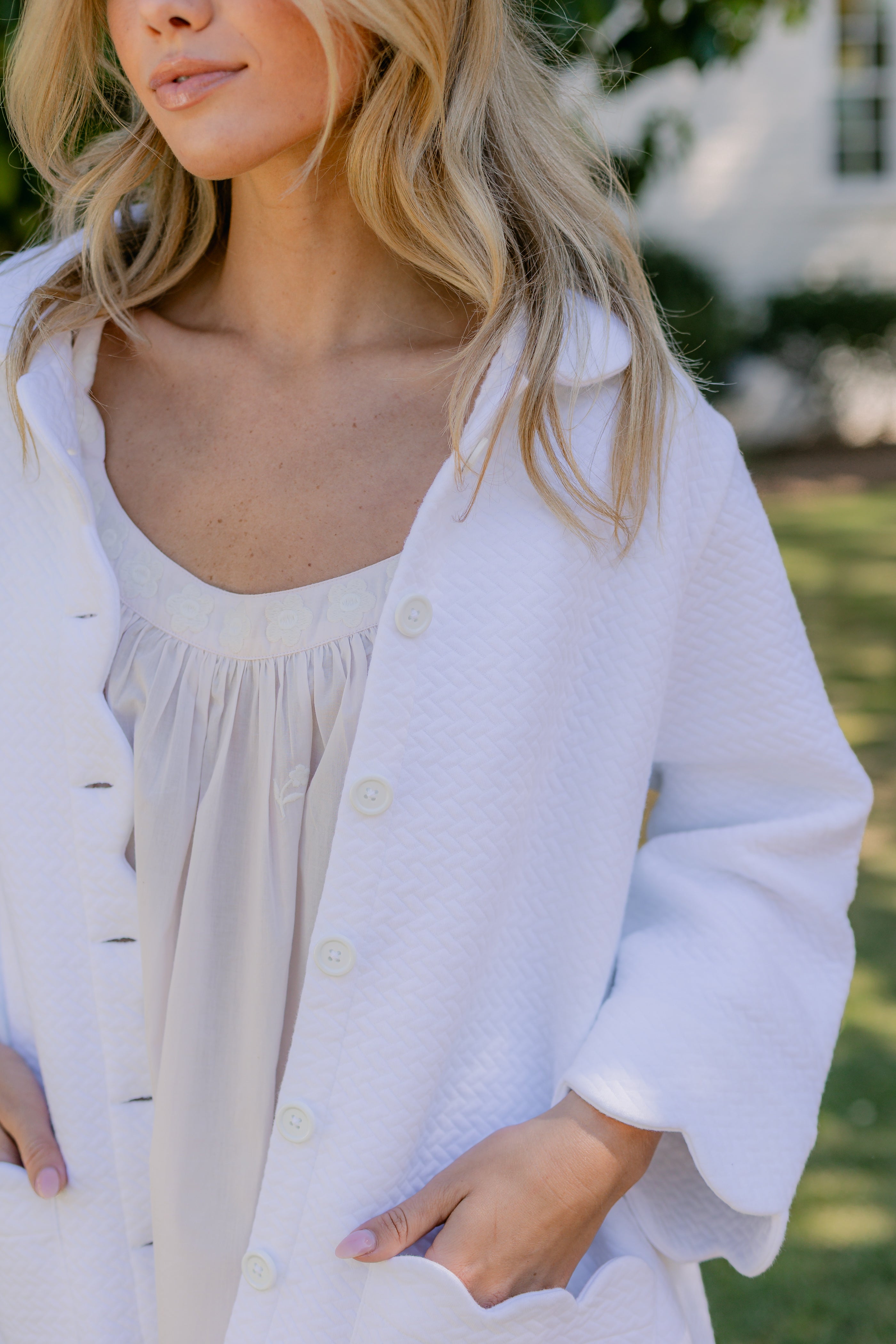 QUILTED BUTTON FRONT ROBE - Lenora