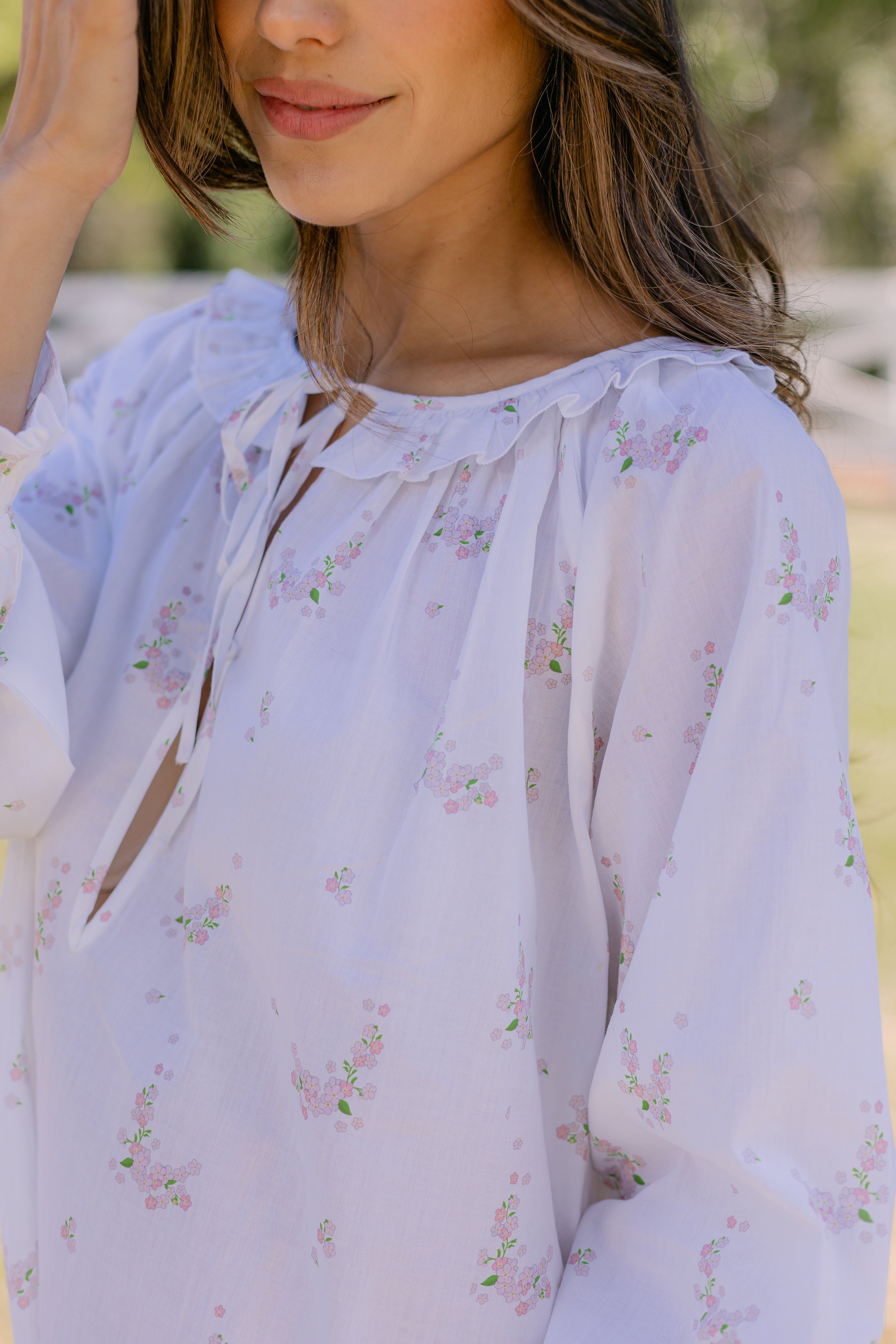 LUCY RUFFLE LONG SLEEVE NIGHTGOWN - Lenora