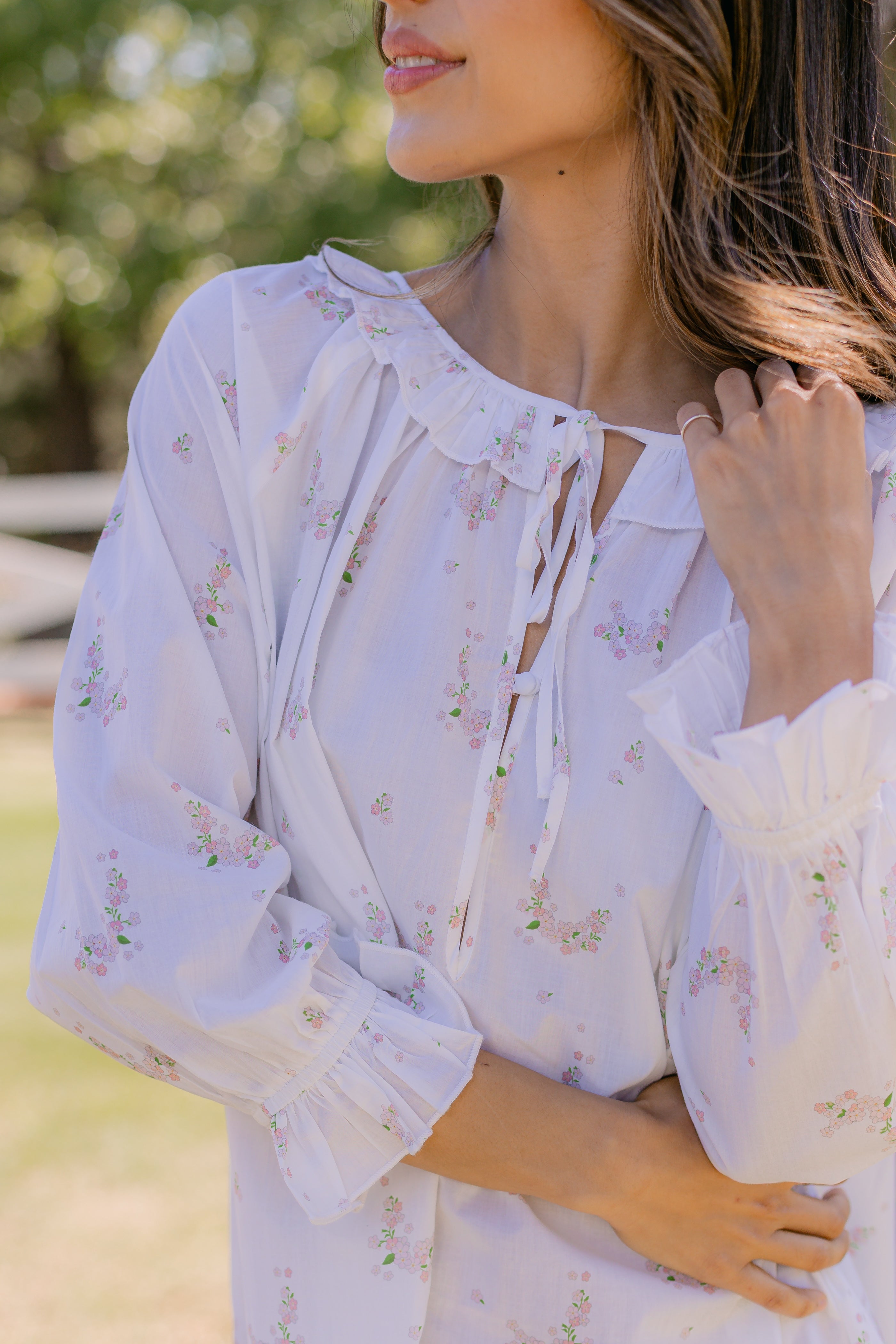 LUCY RUFFLE LONG SLEEVE NIGHTGOWN - Lenora