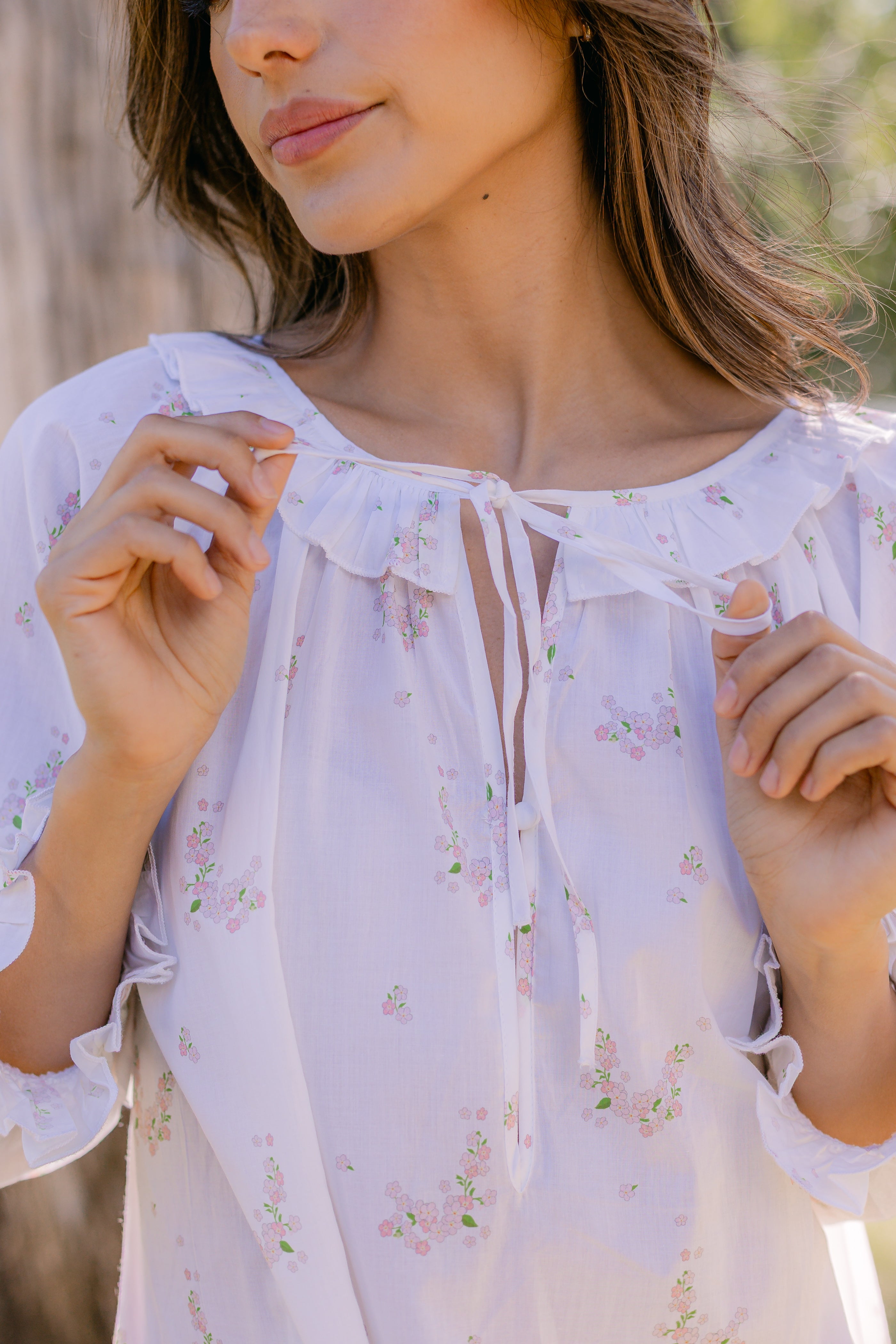 LUCY RUFFLE LONG SLEEVE NIGHTGOWN - Lenora