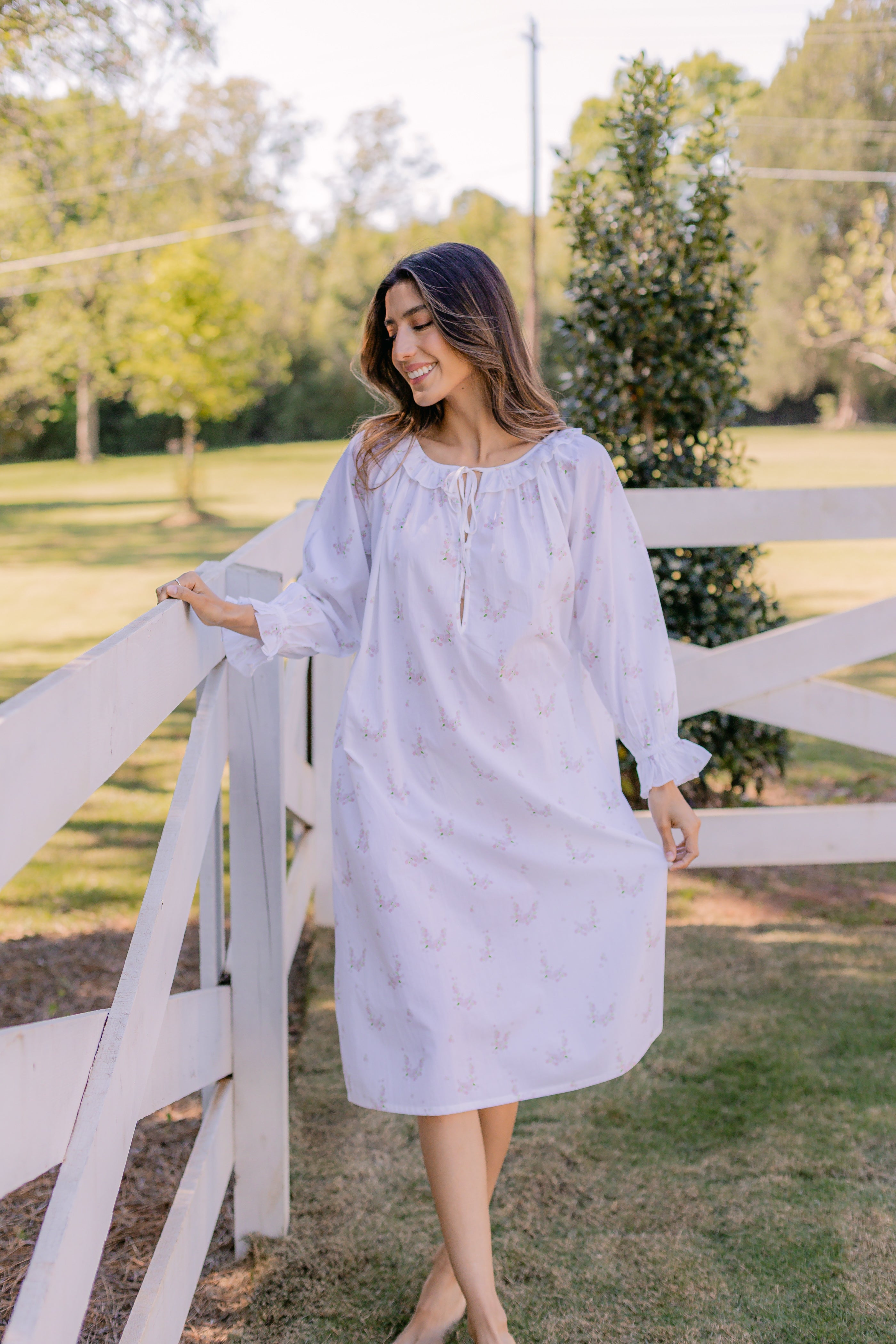 LUCY RUFFLE LONG SLEEVE NIGHTGOWN - Lenora