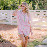 CLASSIC GINGHAM CHECK SHORT PAJAMAS W/ RIC RAK TRIM - Lenora