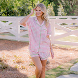 CLASSIC GINGHAM CHECK SHORT PAJAMAS W/ RIC RAK TRIM - Lenora