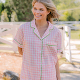 CLASSIC GINGHAM CHECK SHORT PAJAMAS W/ RIC RAK TRIM - Lenora
