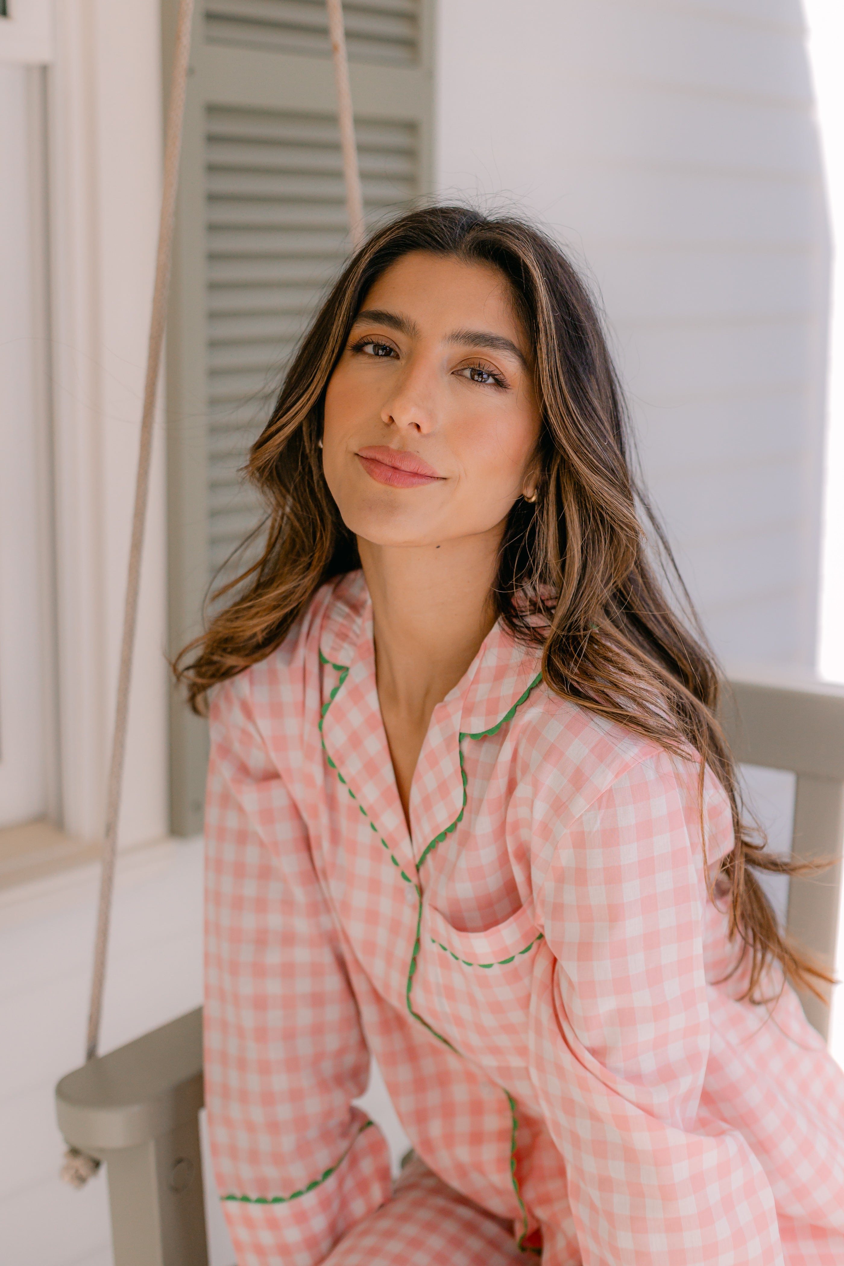 CLASSIC GINGHAM CHECK PAJAMAS W/ RIC RAK TRIM - Lenora